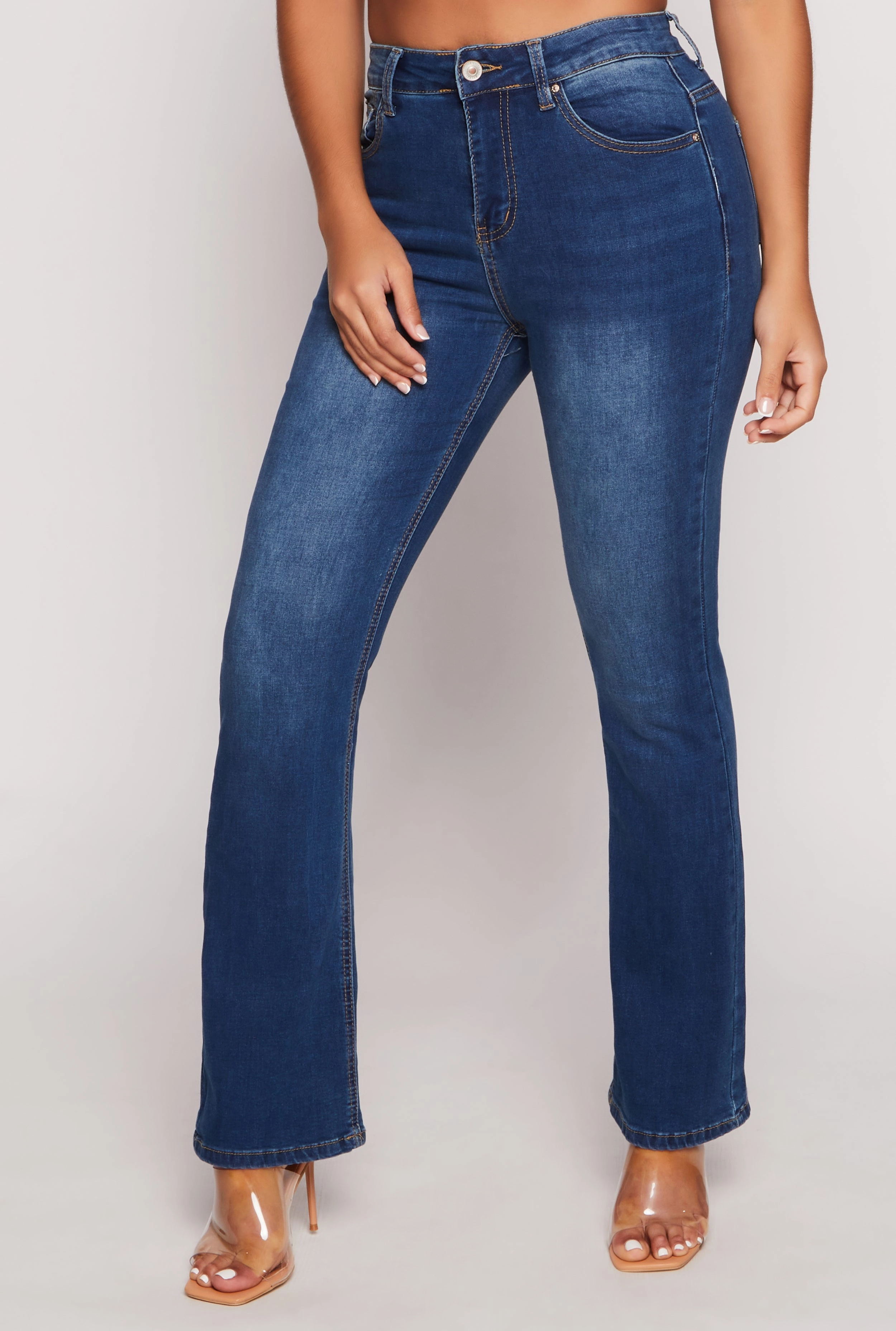 WAX Acid Wash High Waisted Boot Cut Jeans Beach Day Holiday Vibes Suitable Fit