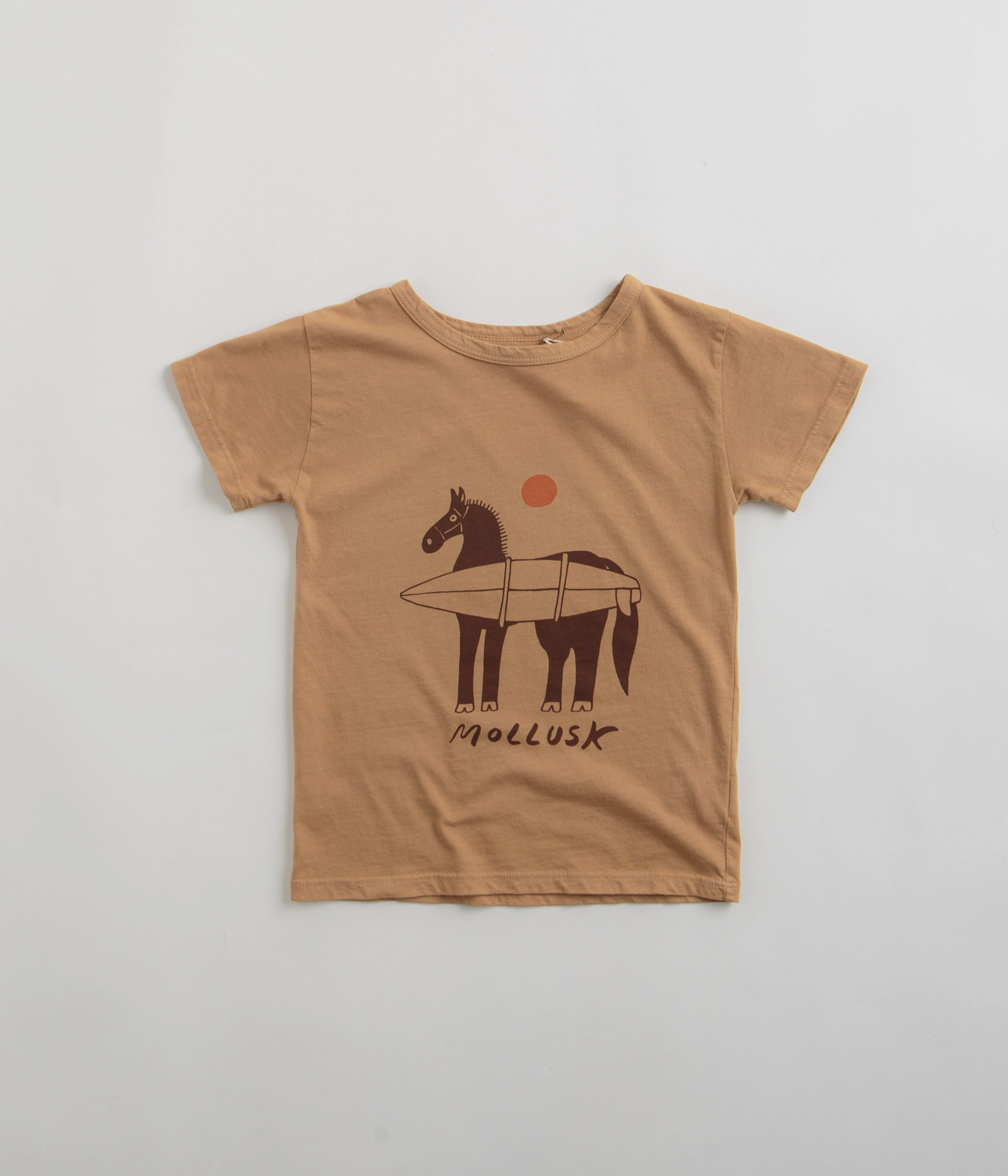 Mollusk Kids Grazer T-Shirt - Tan Earth Distressed Hem Finish