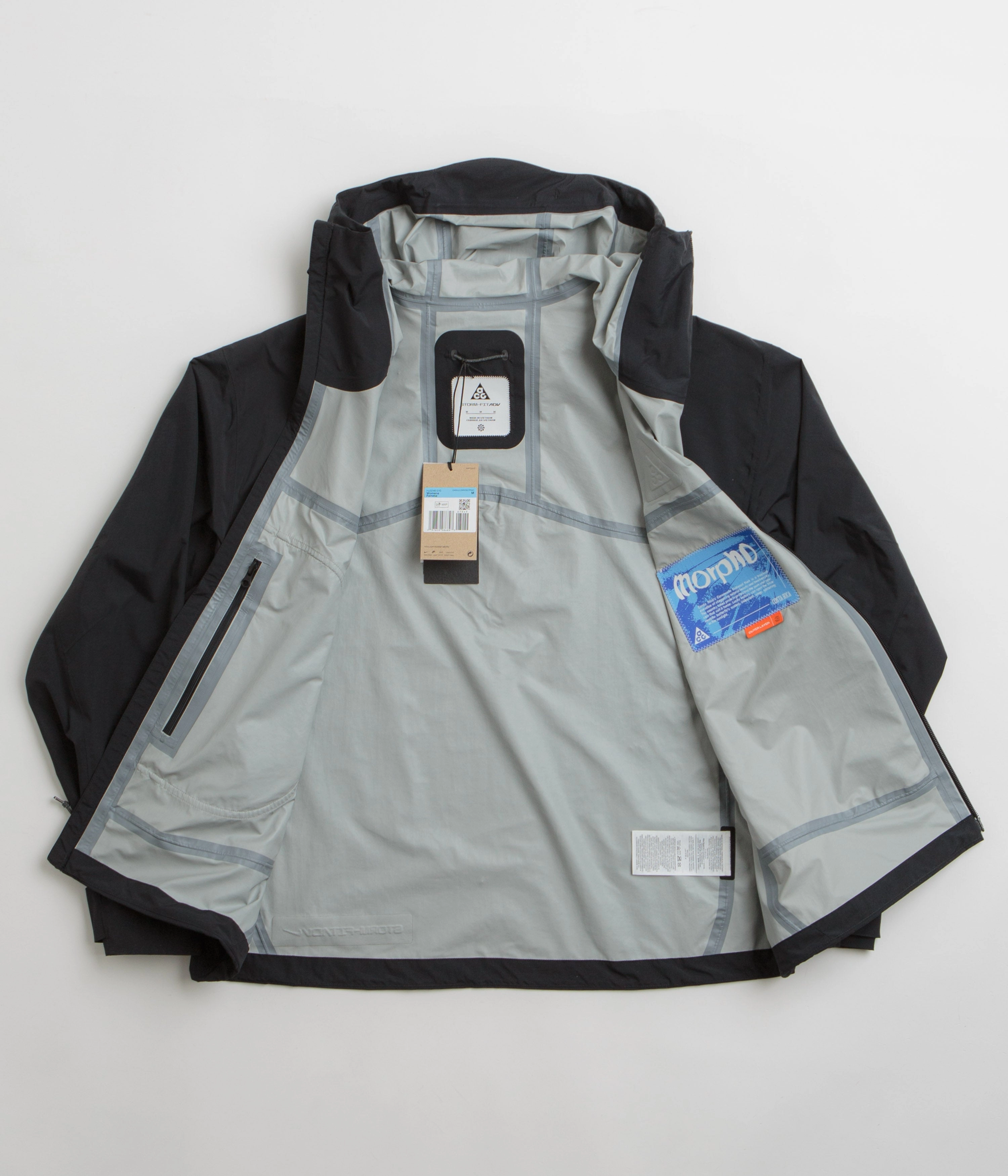 Nike ACG Womens Morpho Rain Jacket - Black / Summit White Subtle Design Detail Versatile Design
