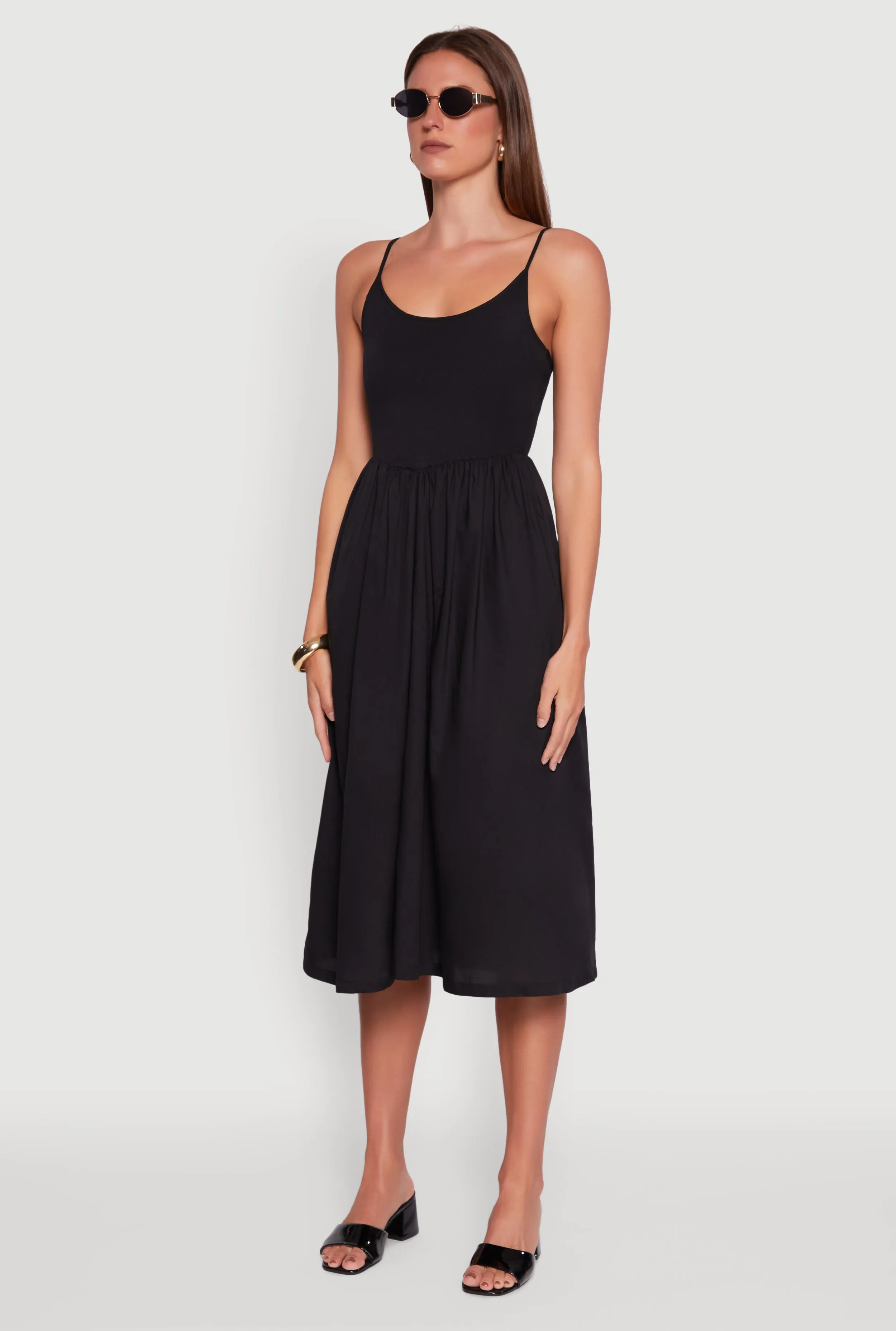 Subtle Touch Chic Ribbed Knit Sleeveless Skater Dress