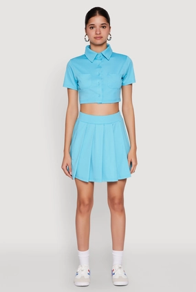 Solid Pleated Skirt casual finish yoga session