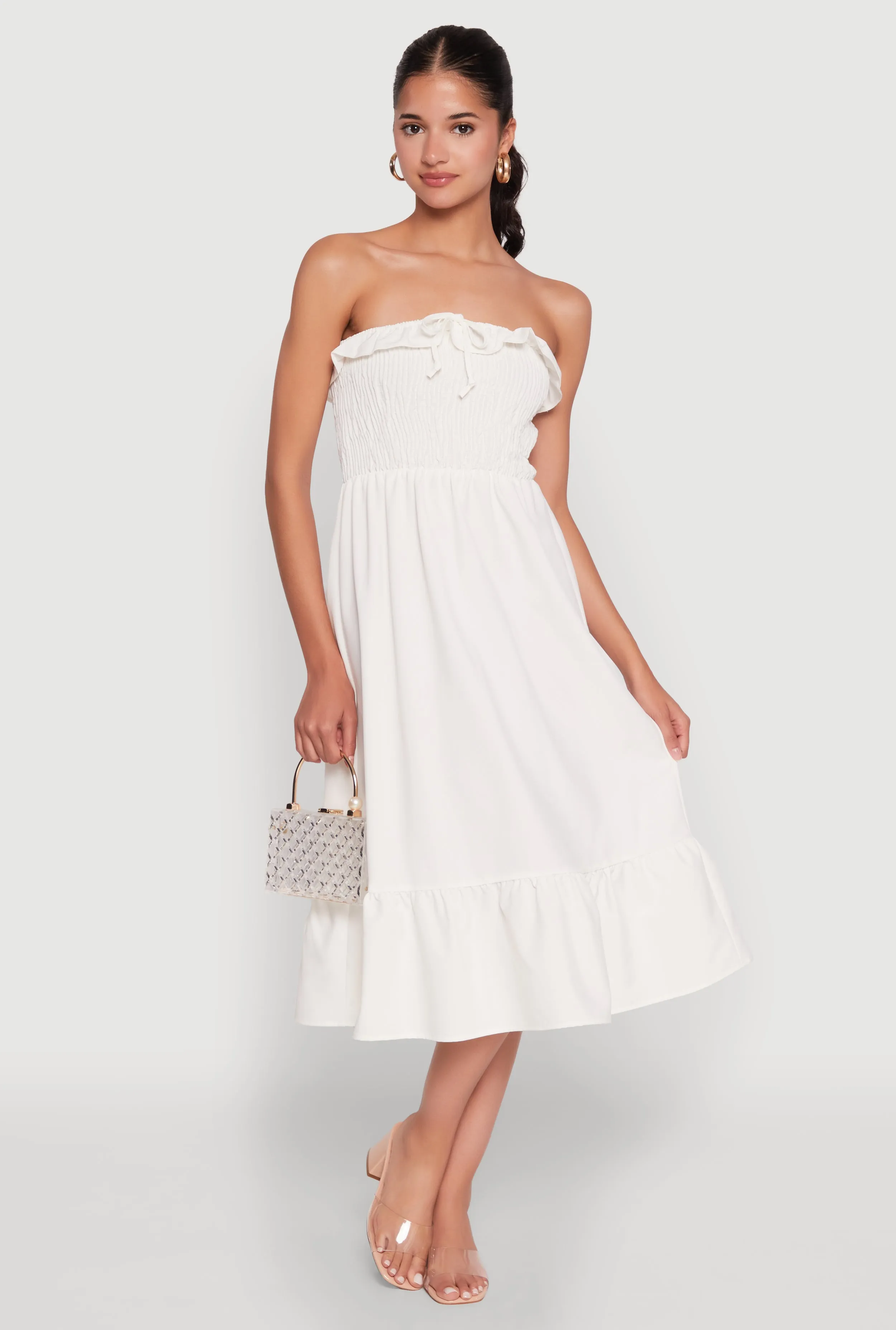 Chic Smocked and Ruffle Tiered Peasant Dress Modern Layering Gentle Stitch
