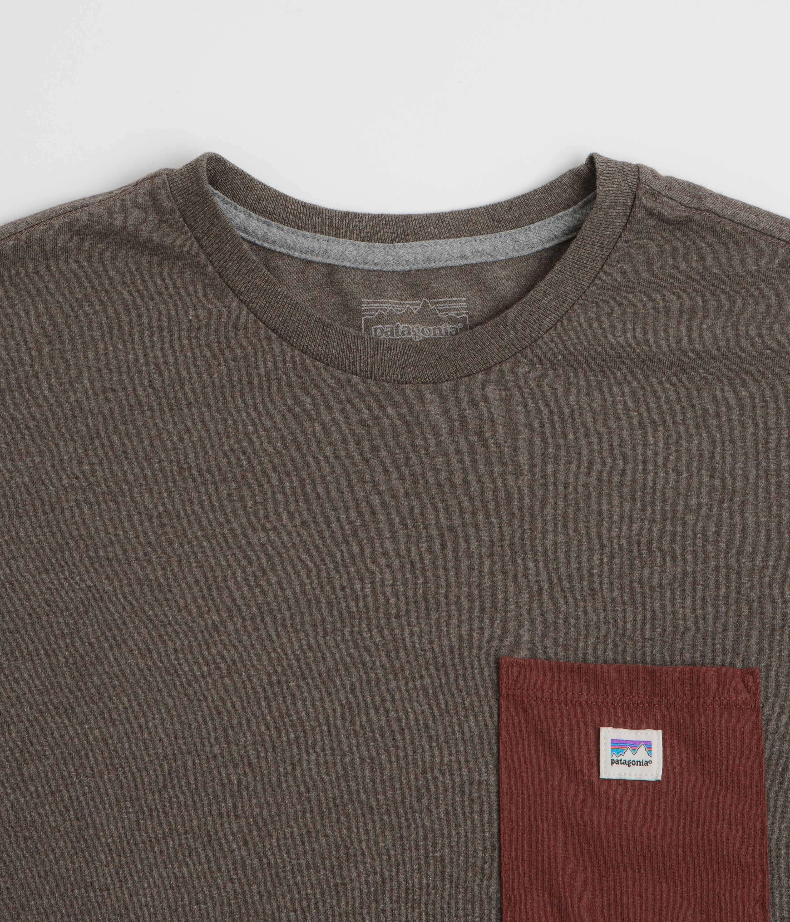 Casual Touch Patagonia Shop Sticker Pocket Responsibili-Tee T-Shirt - Marlow Brown