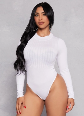 Seamless Mock Neck Long Sleeve Bodysuit Style - conscious