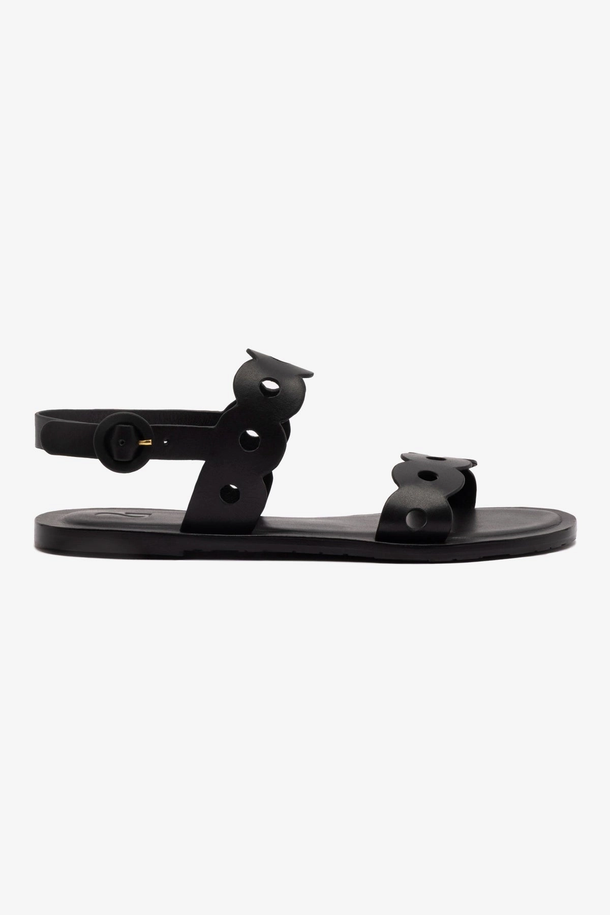 Sporty Chic Straps Florence Flat Sandal In Black Leather