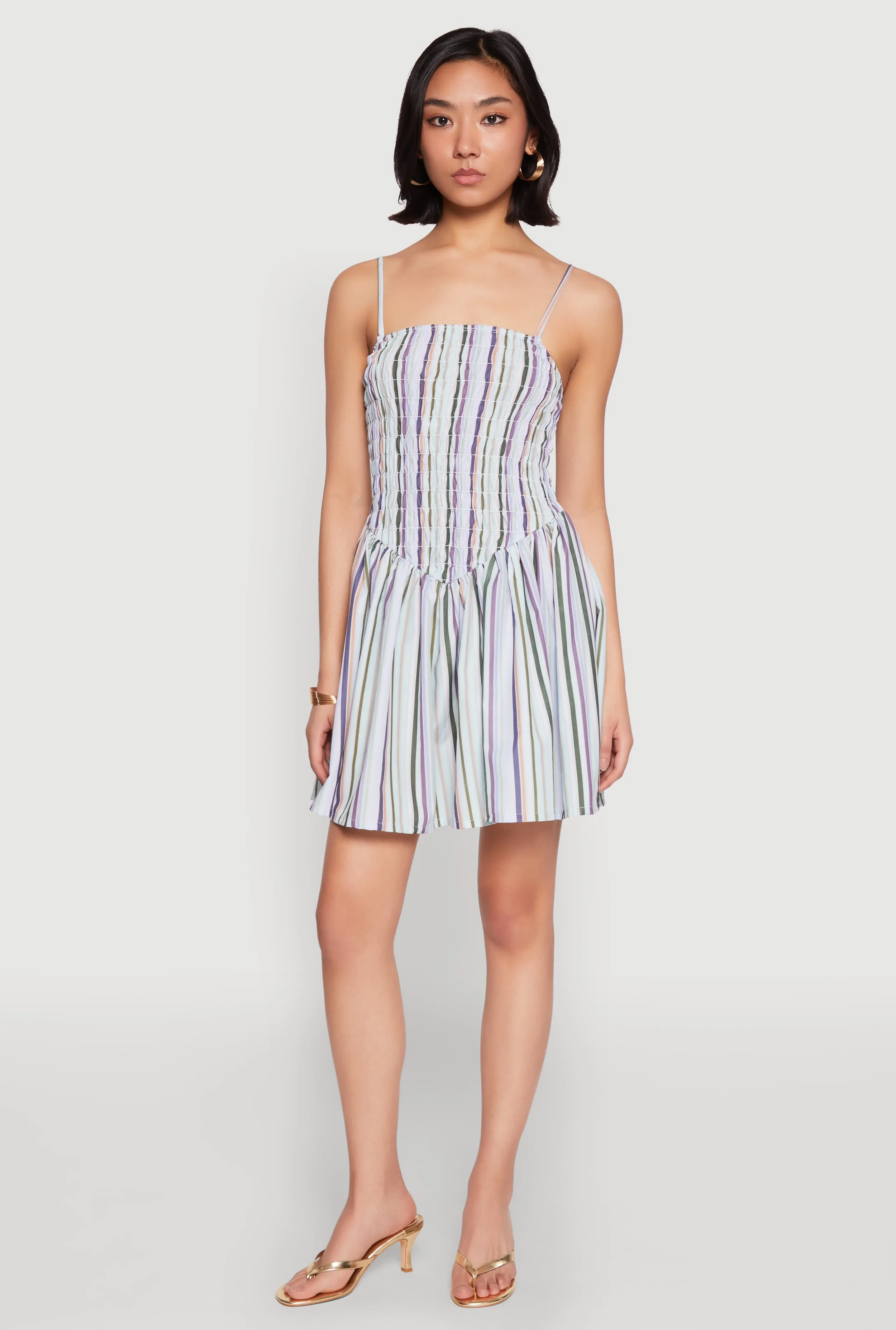 All Season Spoon Jeans Smocked Stripe Mini Dress