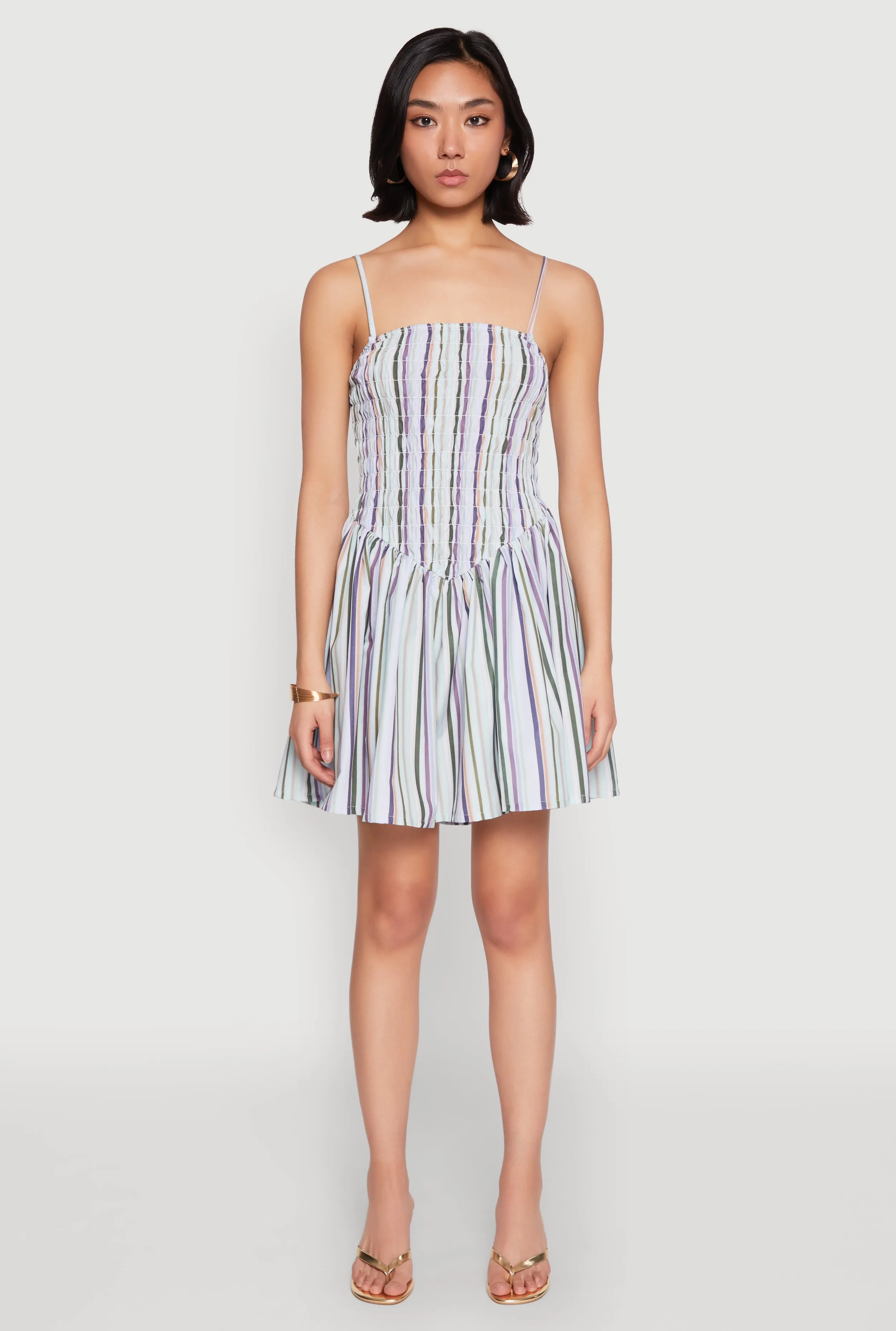 Spoon Jeans Smocked Stripe Mini Dress Chic Spirit