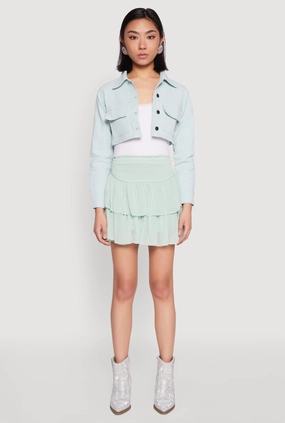 Fresh Fit Spoon Jeans Smocked Waist Tiered Skirt