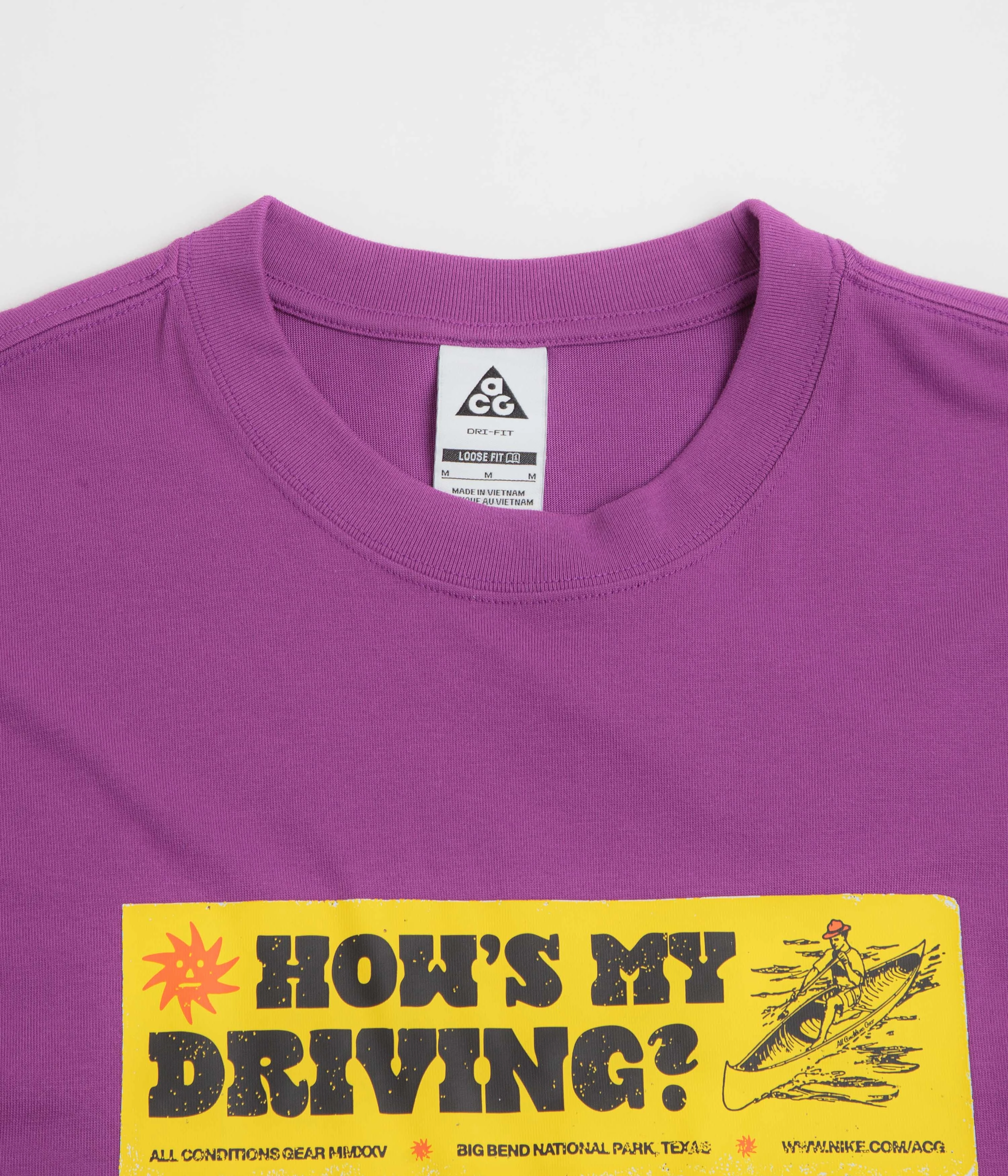 Nike ACG Canoe Sticker T-Shirt - Bold Berry Casual Wear Boat Neck