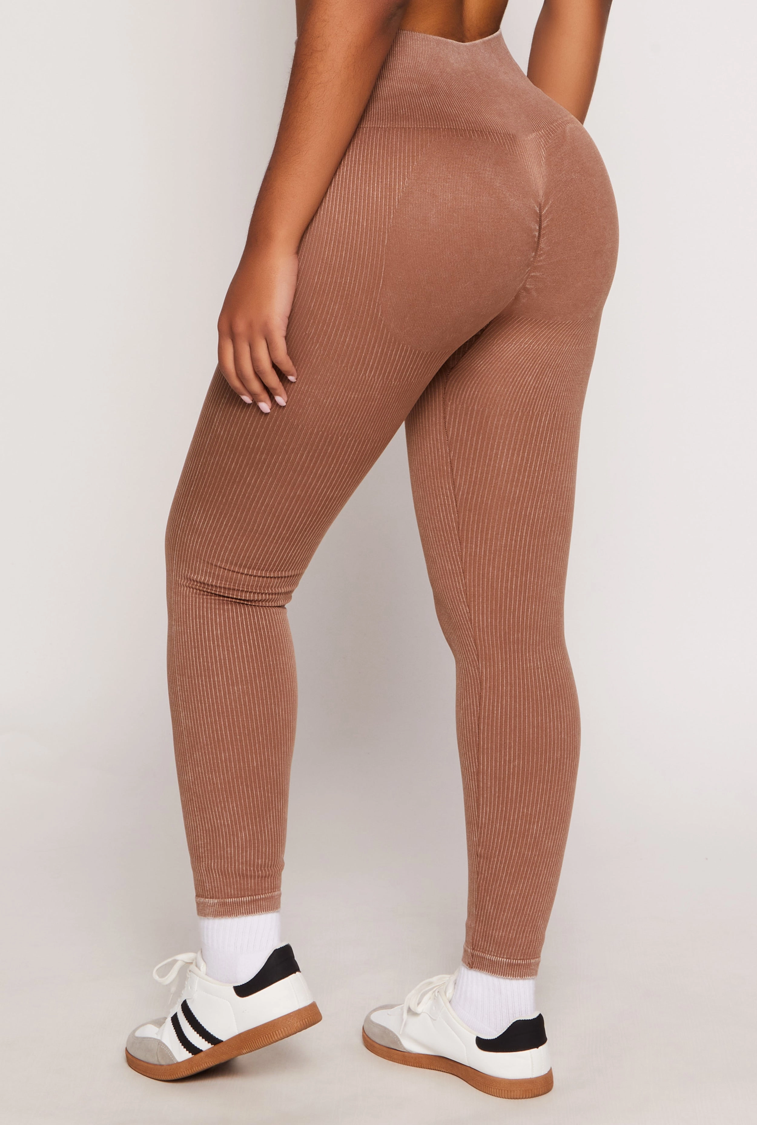 Daisy Ribbed Knit High Waist Leggings Sculpted Fit