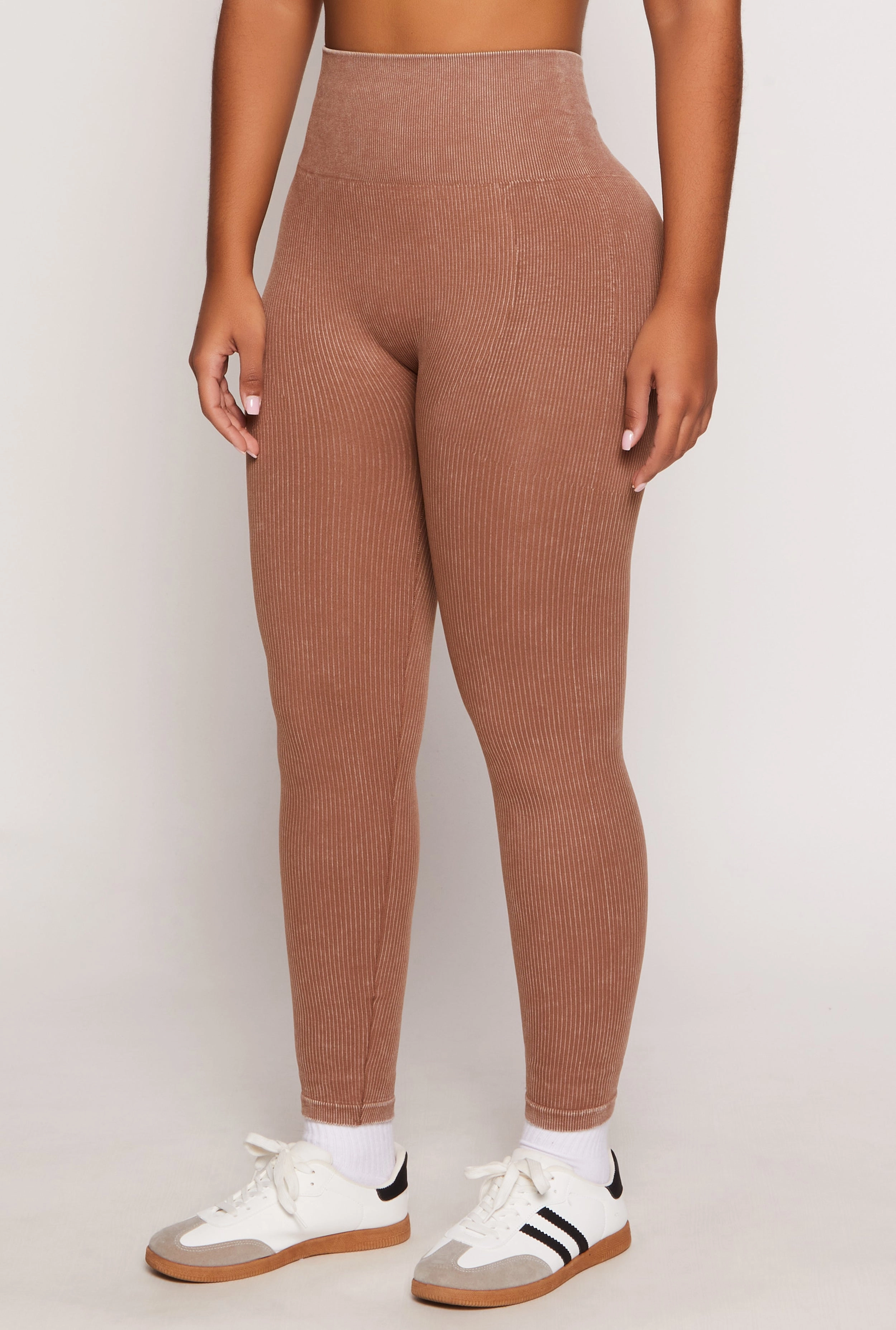 Casual Comfort Fit Daisy Ribbed Knit High Waist Leggings