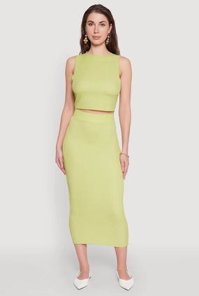 Stylist Pick Performance Outfit Textured Knit Midi Pencil Skirt