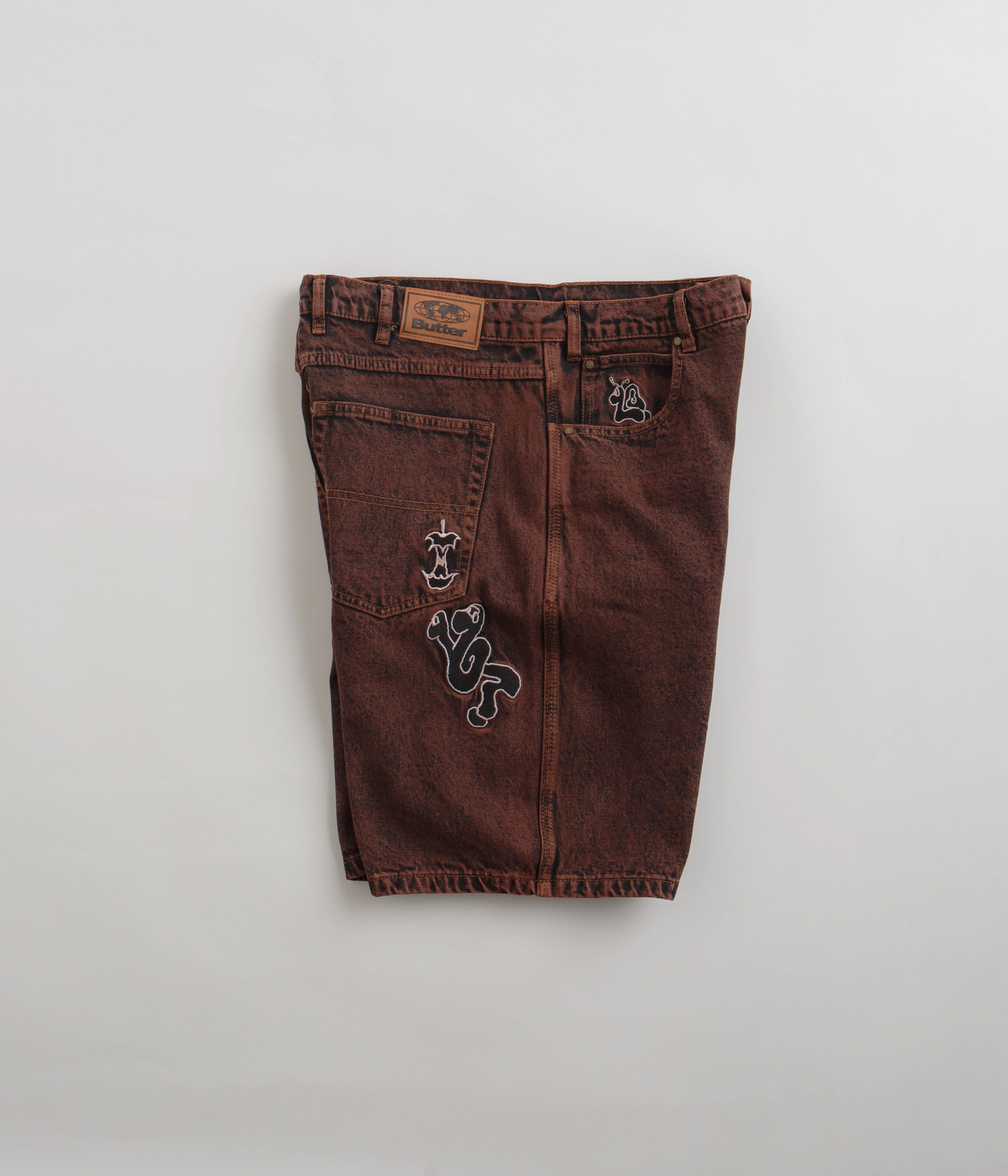 Daywear Recycled Elastic Trim Butter Goods Critter Baggy Denim Shorts - Brick