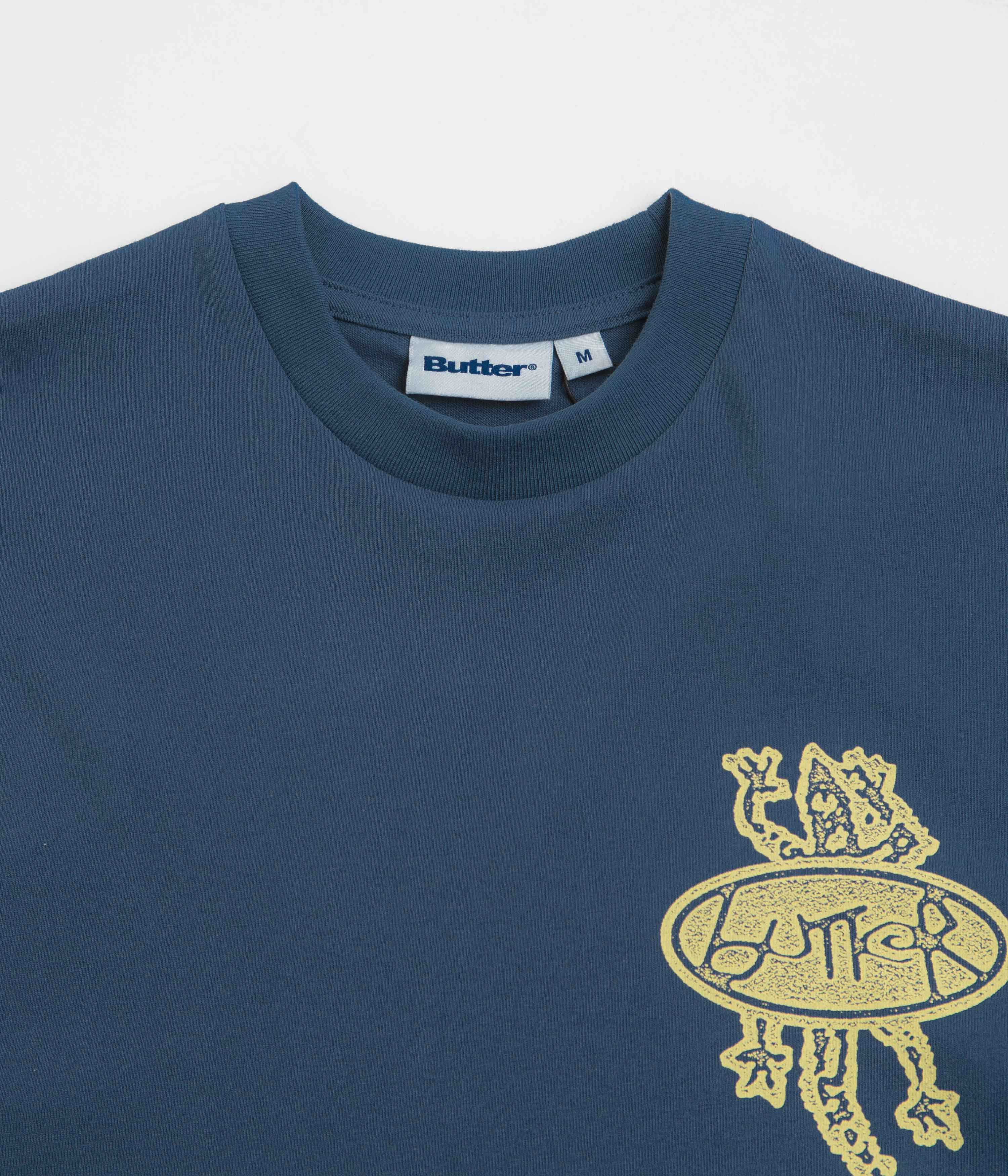 Butter Goods Wipeout T-Shirt - Denim Vintage Wash Effect Travel Trend