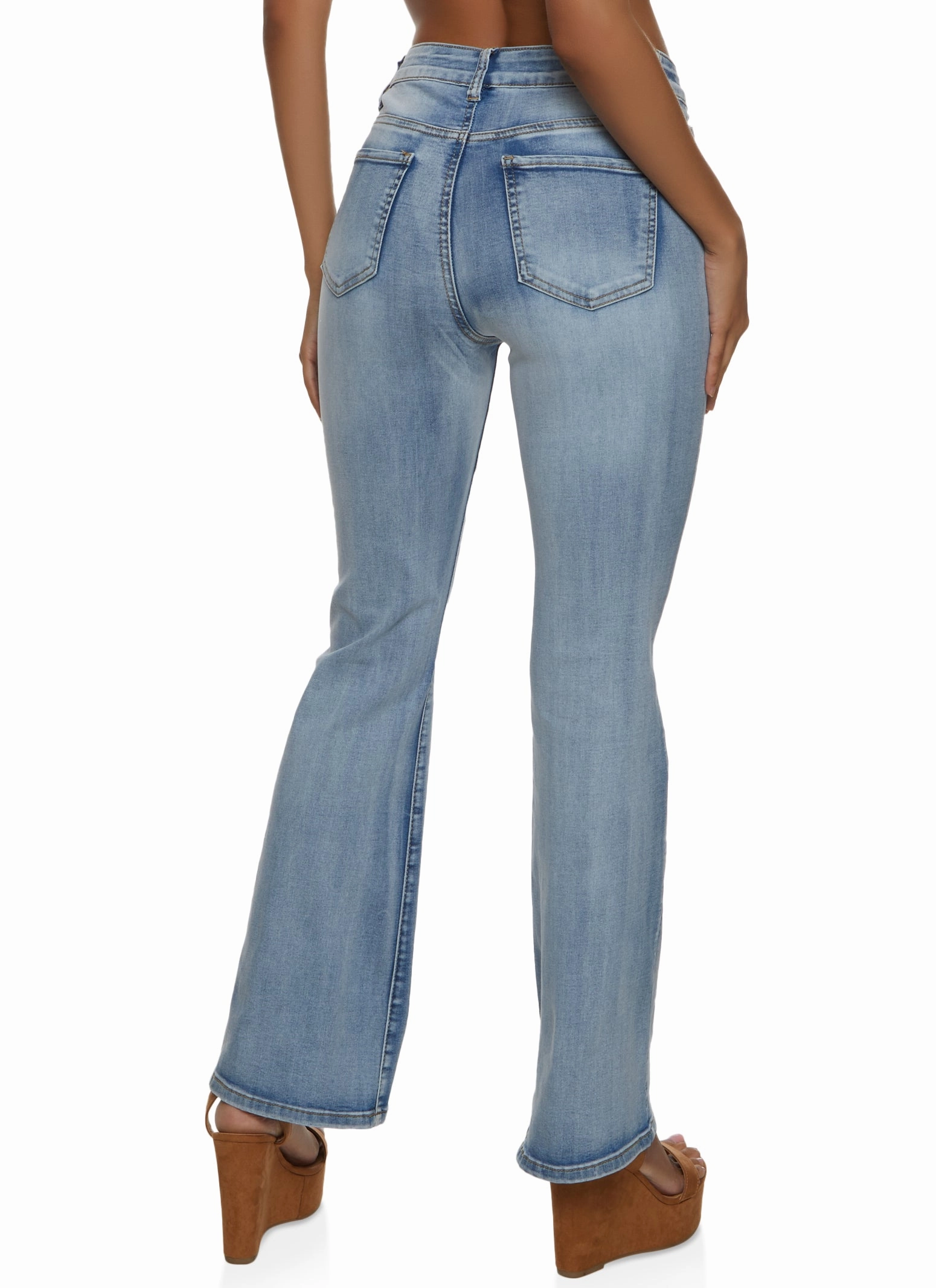 Durable Hardware Pre Washed Denim WAX Acid Wash Boot Cut Jeans