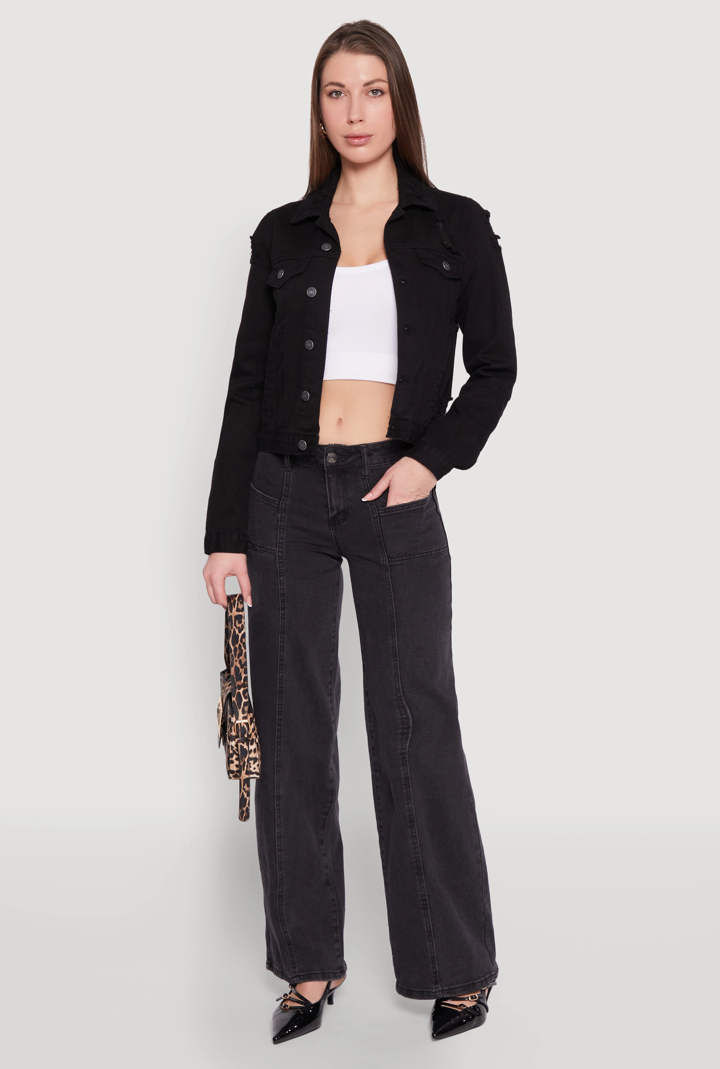 Madden Girl Decorative Stitch Pintuck Wide Leg Jeans Relaxed Style