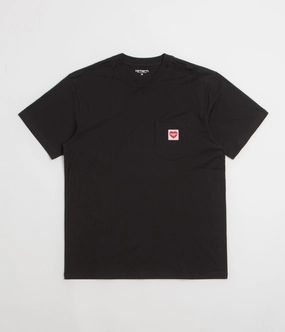Carhartt Pocket Heart T-Shirt - Black / Red Easy Layering
