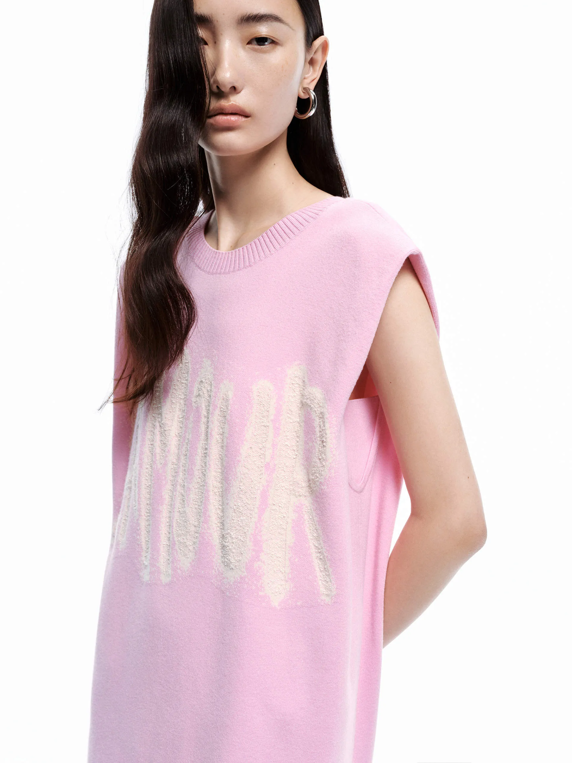 Tiered Skirt Wide Swing Letter Print Sleeveless Dress