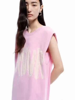 Feminine Movement Celebration Wear Letter Print Sleeveless Dress