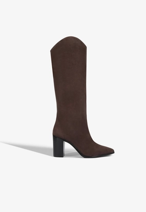 Maryana Block Suede Boot Wedding Heels for Bridesmaids Mood Booster