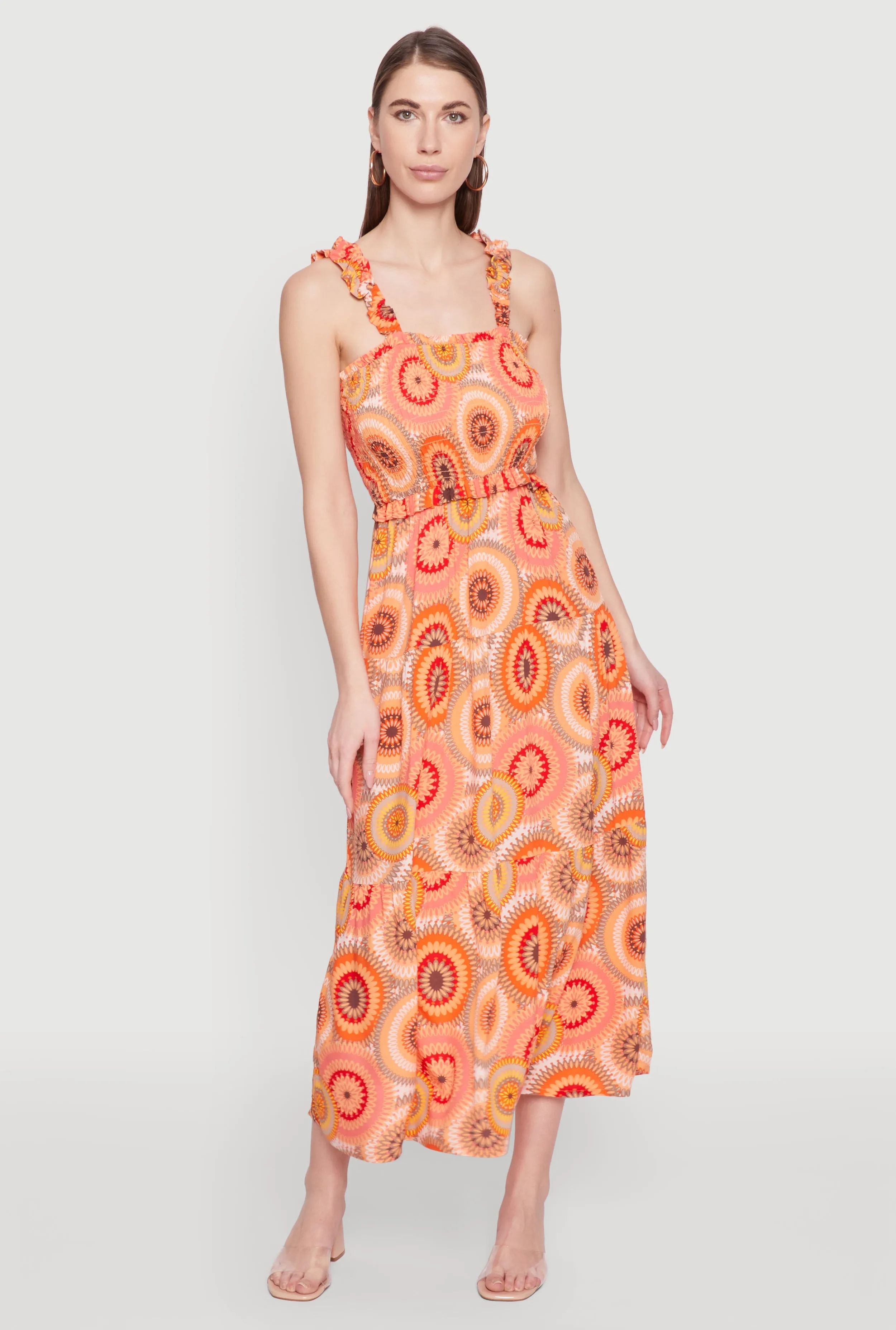 Date night Square Neck Tiered Midi Dress