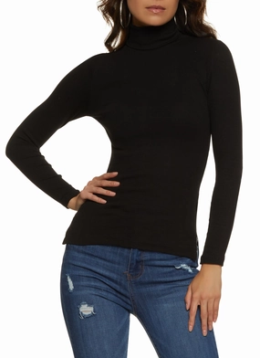 Basic Turtleneck Long Sleeve Top Audio