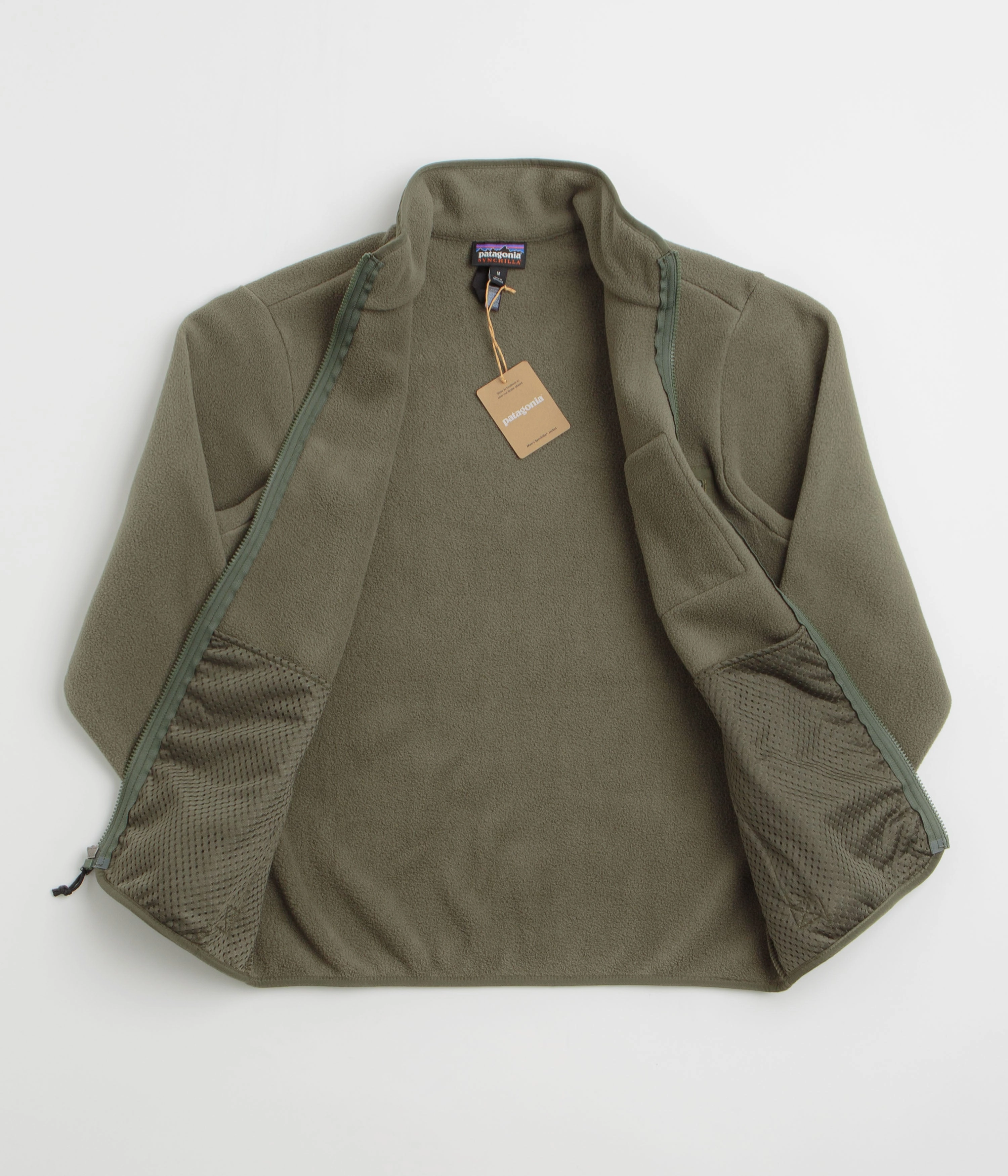 Adjustable drawstring Casual Fit Silhouette Patagonia Synchilla Jacket - Basin Green