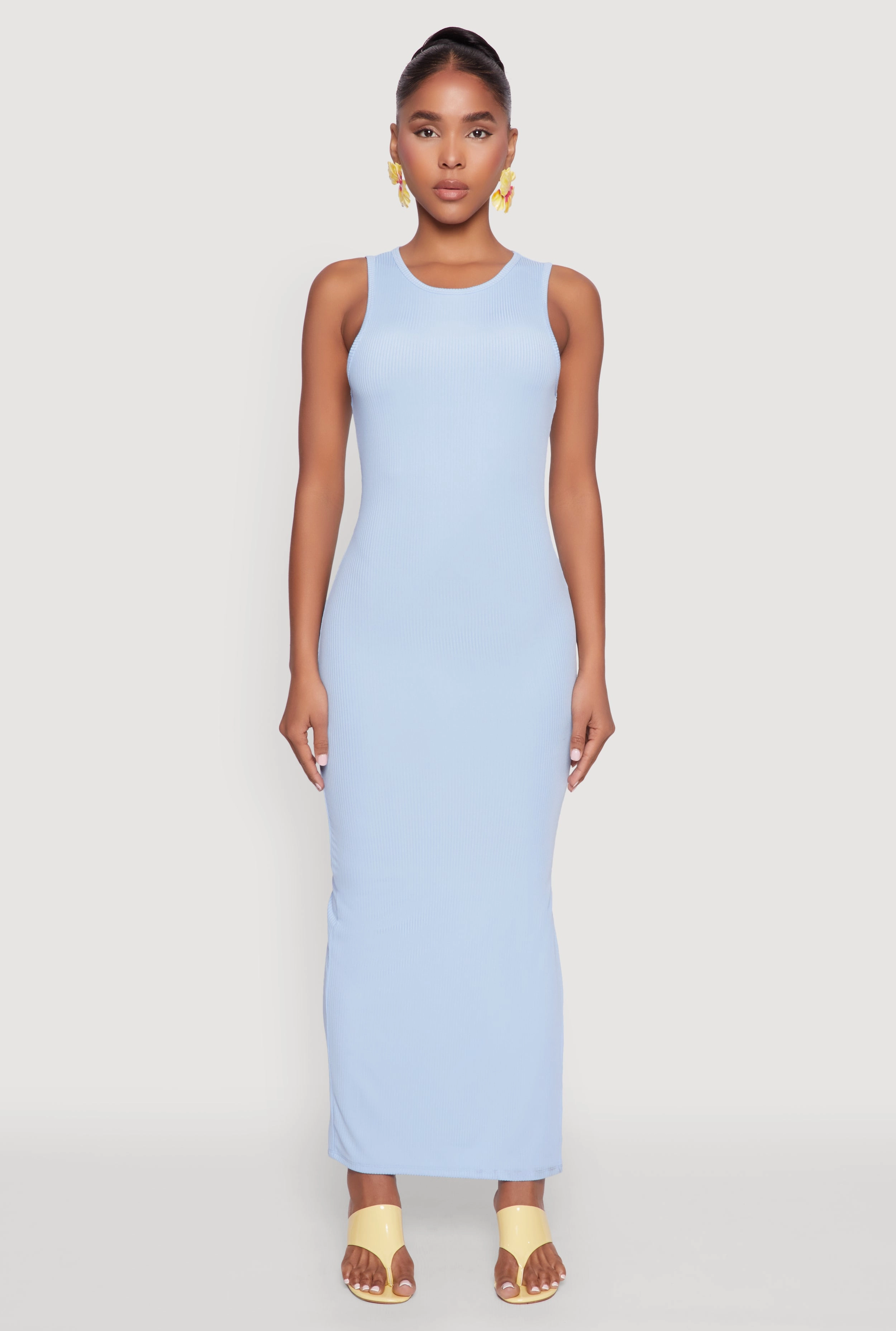 Spring Vibe Rib Knit Side Slit Maxi Dress