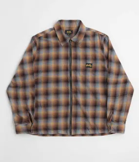 Temperature Regulating Networking Session Stan Ray Zip Shirt - Brown / Blue Plaid