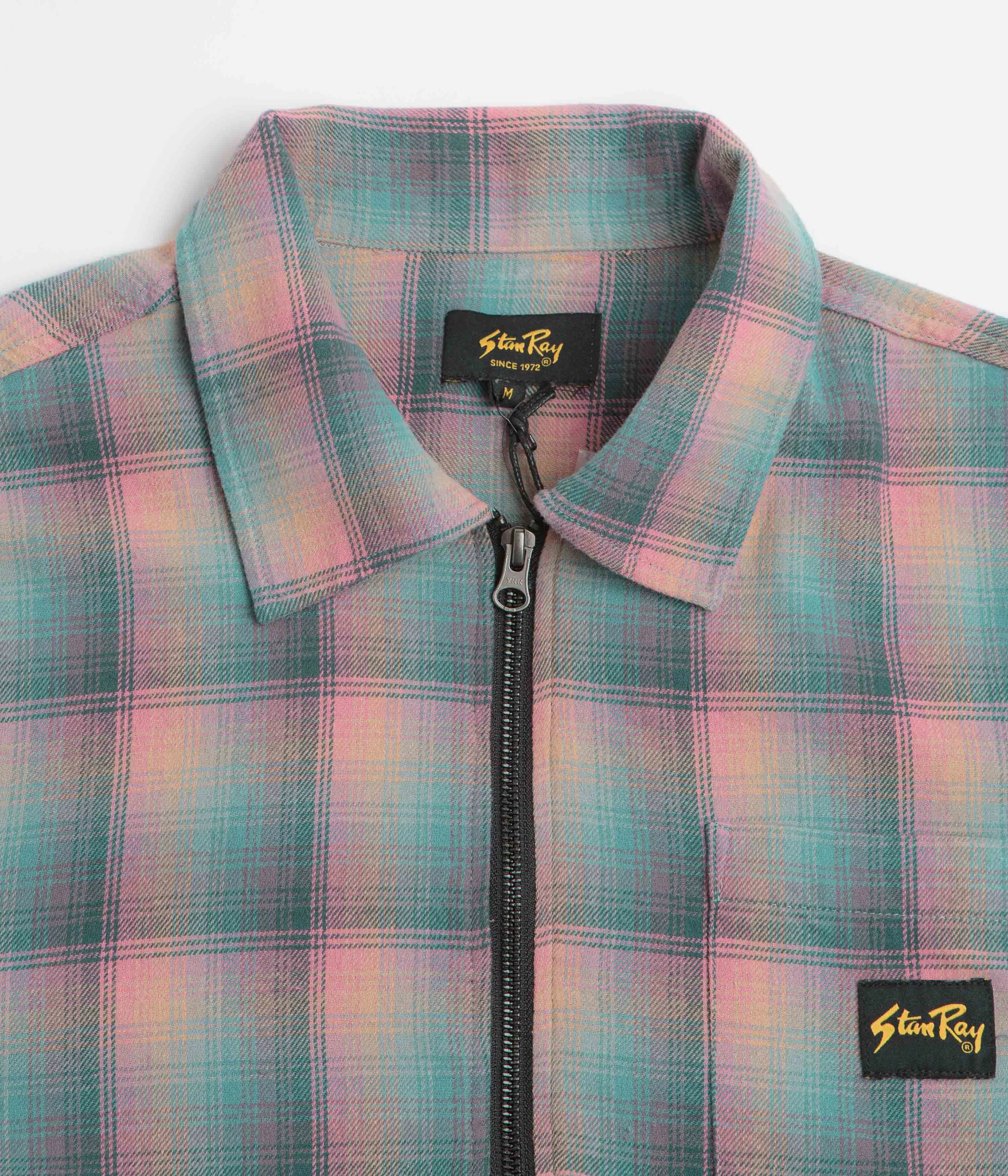 Stan Ray Zip Shirt - Pink / Teal Plaid Premium Pima Cotton Odor control