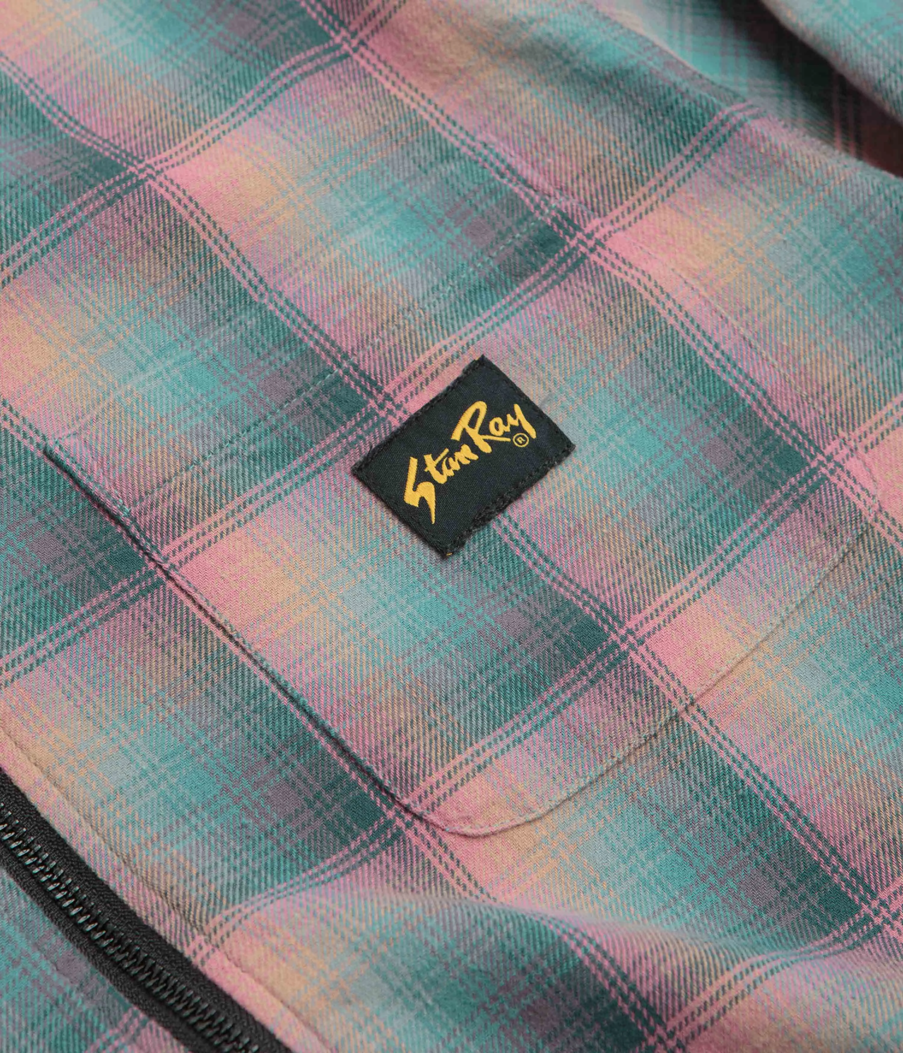 Trendy Vibes Stan Ray Zip Shirt - Pink / Teal Plaid