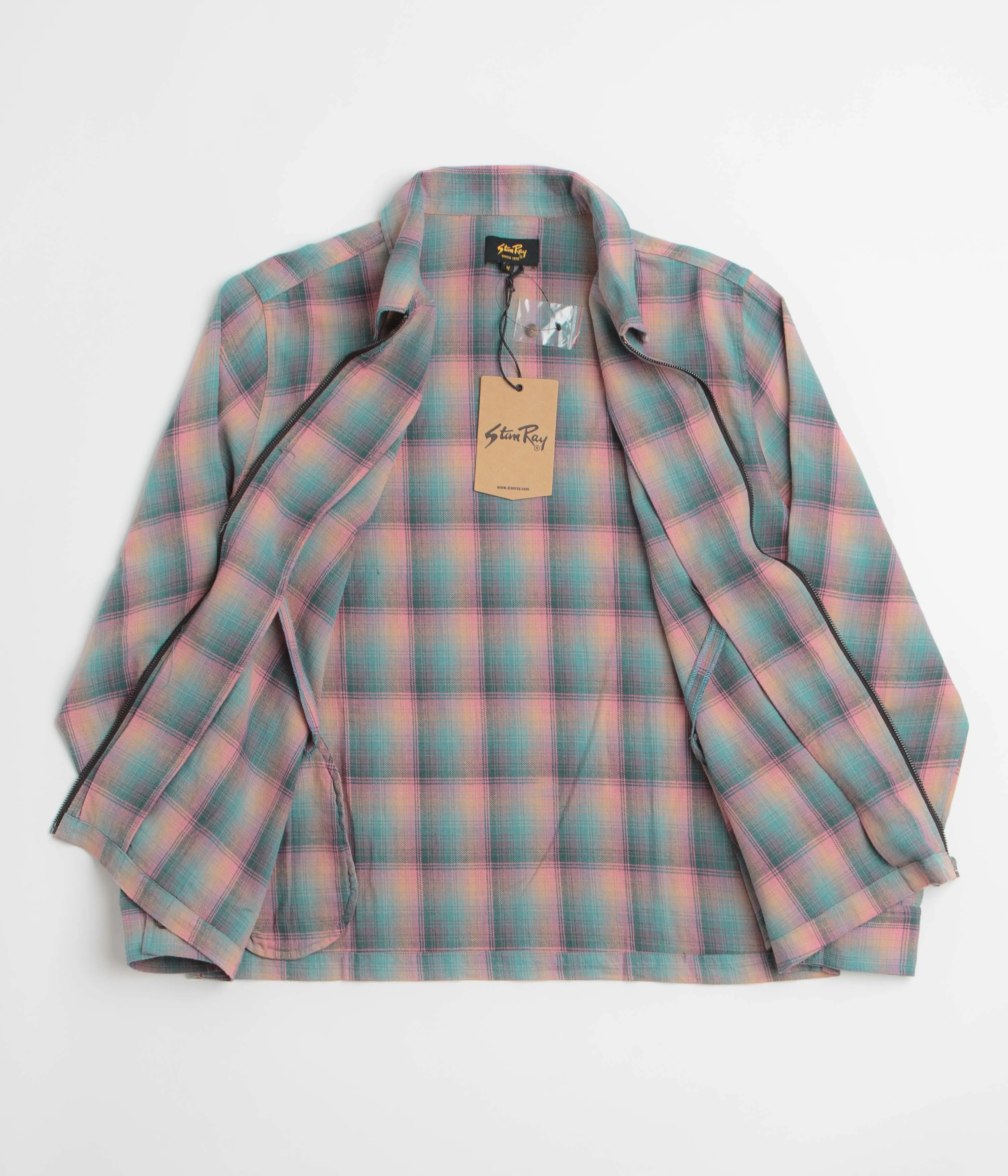 Stan Ray Zip Shirt - Pink / Teal Plaid Premium Pima Cotton