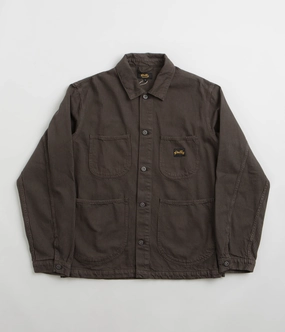 Stan Ray Coverall Jacket - Overdyed Charcoal Hickory Low Profile Collar AntiStaticFinish