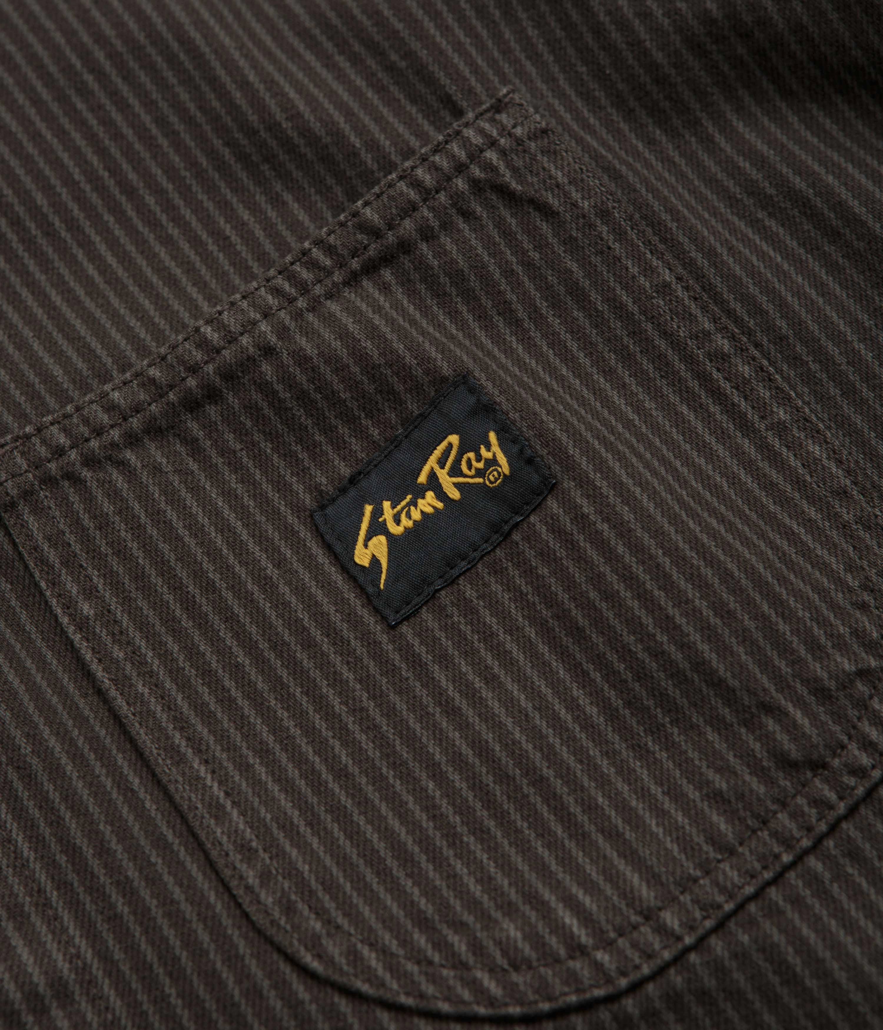 Stan Ray Coverall Jacket - Overdyed Charcoal Hickory Flexible Side Gussets elastic waistband