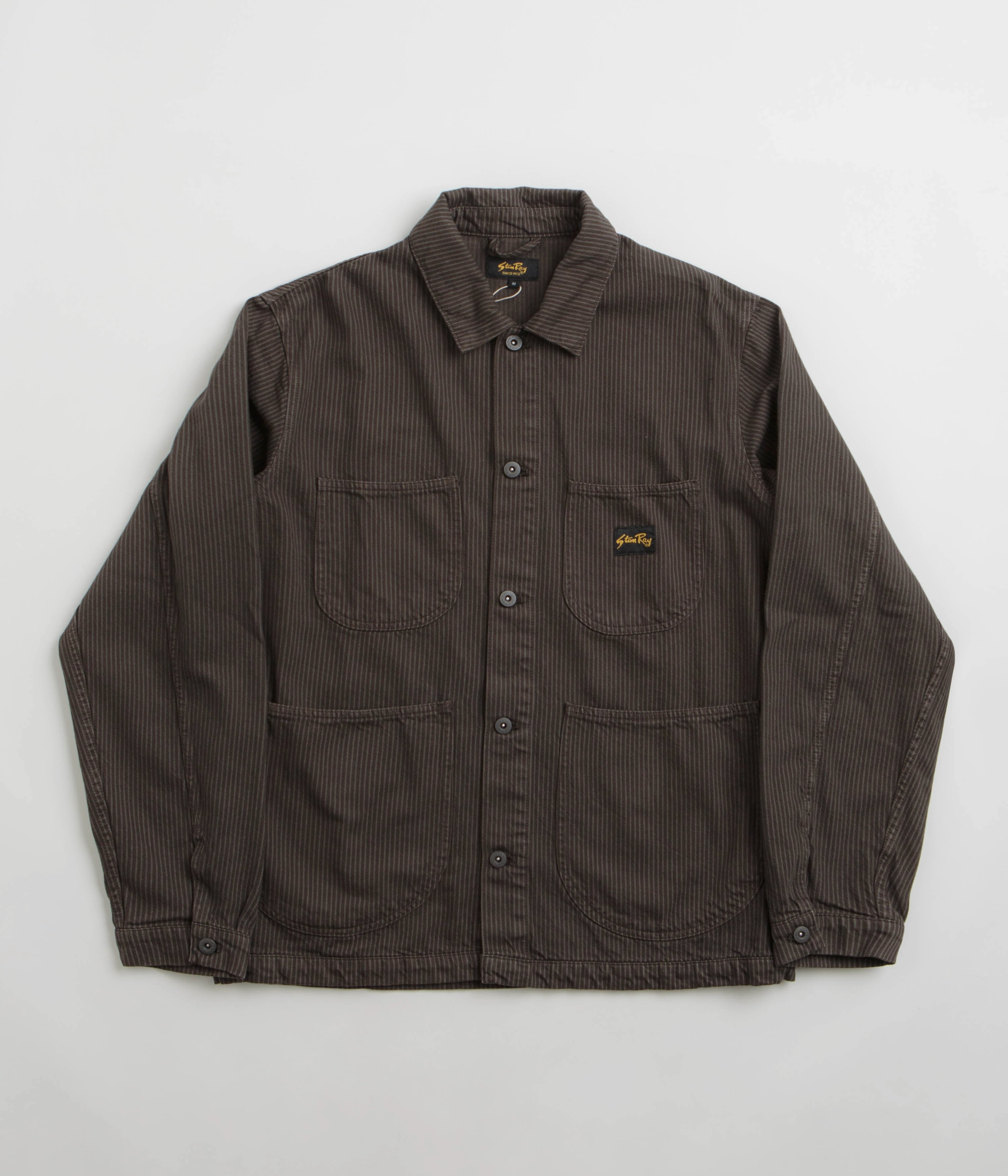 Stan Ray Coverall Jacket - Overdyed Charcoal Hickory Low Profile Collar AntiStaticFinish