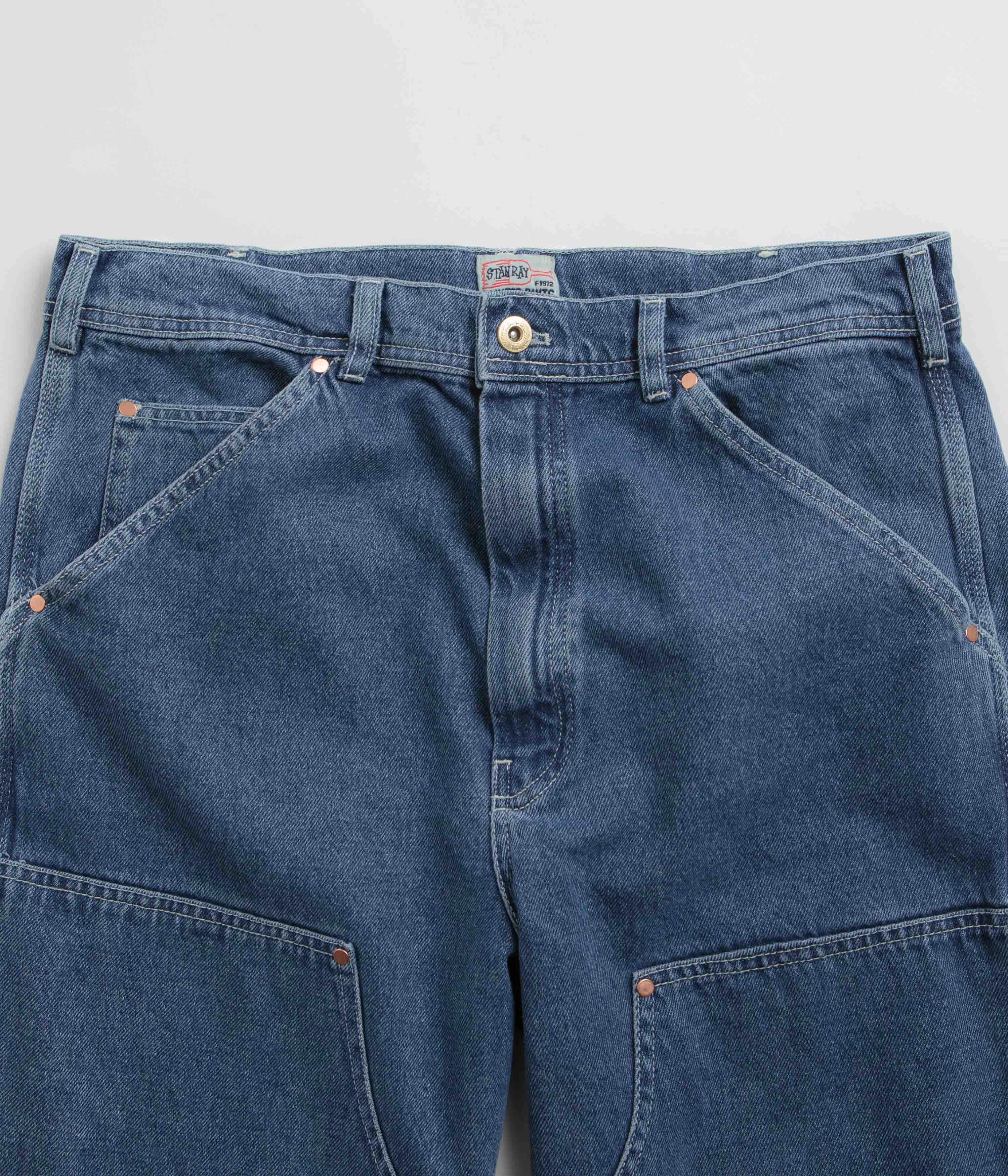Sleek Comfort Cozy and Relaxed Stan Ray Double Knee Pants - Heavy Stone Wash Denim