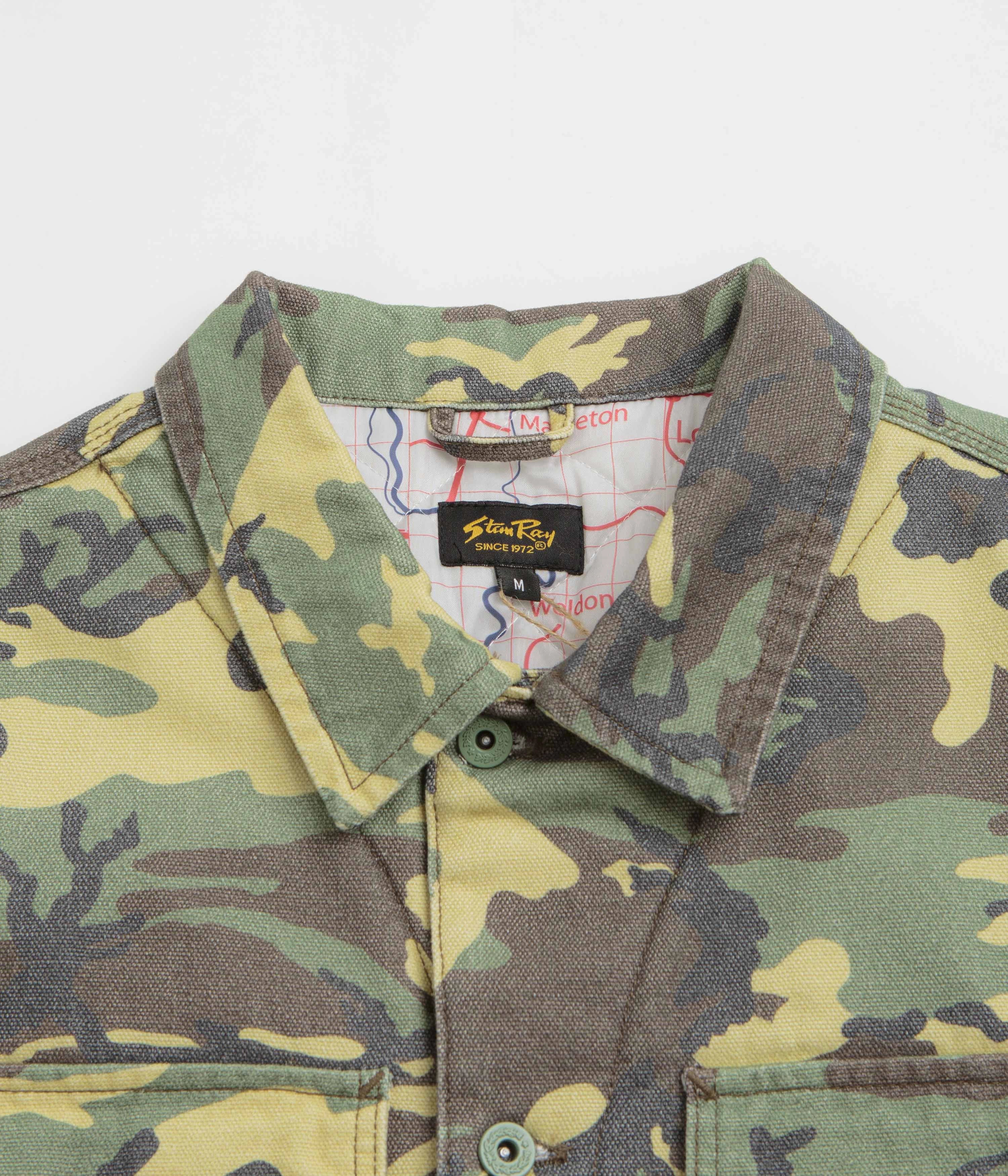 stain resistant coating Lightweight Windbreaker Tech Stan Ray Lined Trucker Jacket - Woodland DPM Duck