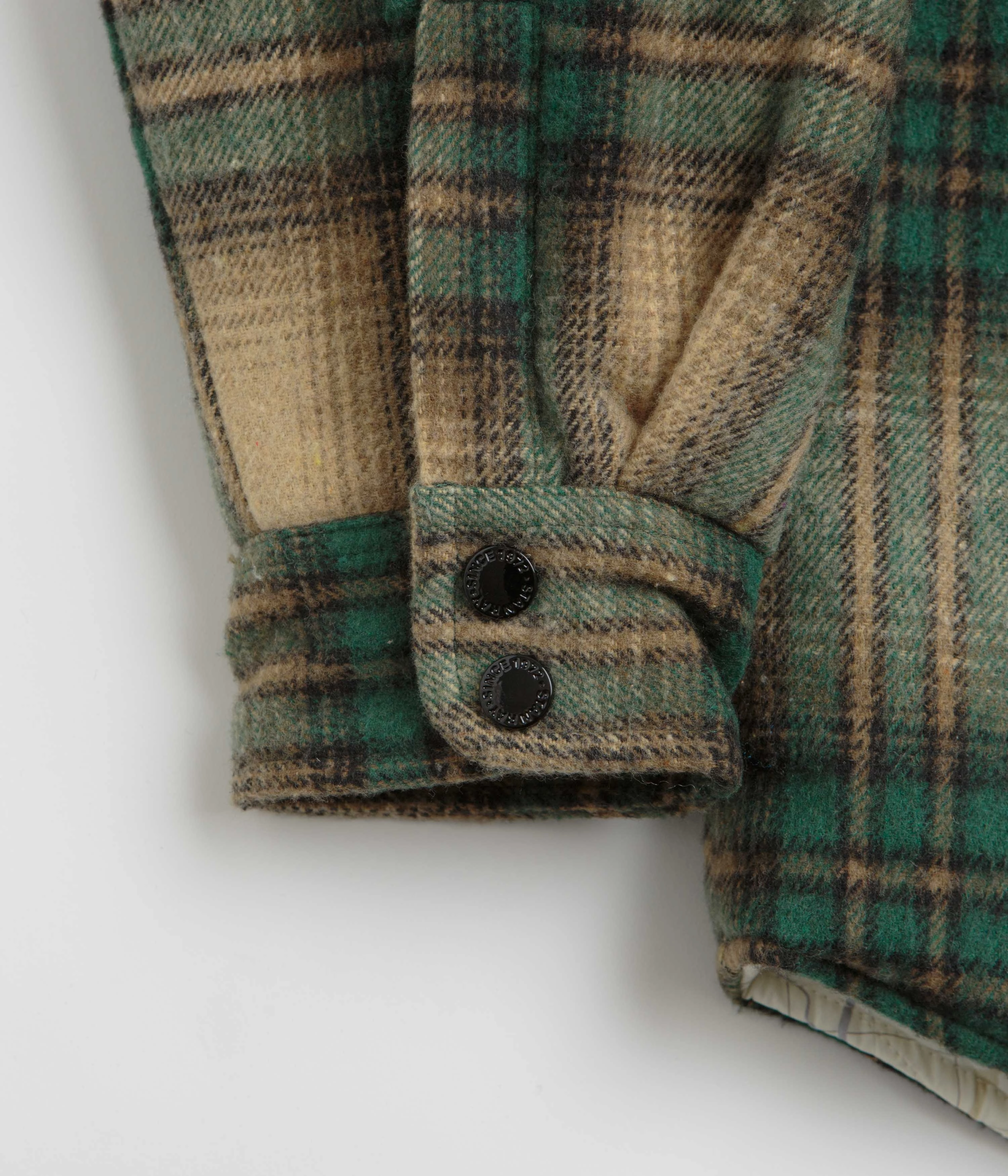 Functional Pockets Style Stan Ray Quilted Plaid Overshirt - Olive Plaid