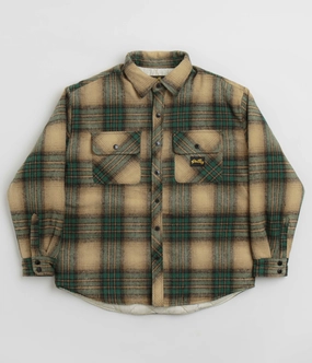 Foldable Shoulder Straps Reflective Safety Trim Stan Ray Quilted Plaid Overshirt - Olive Plaid