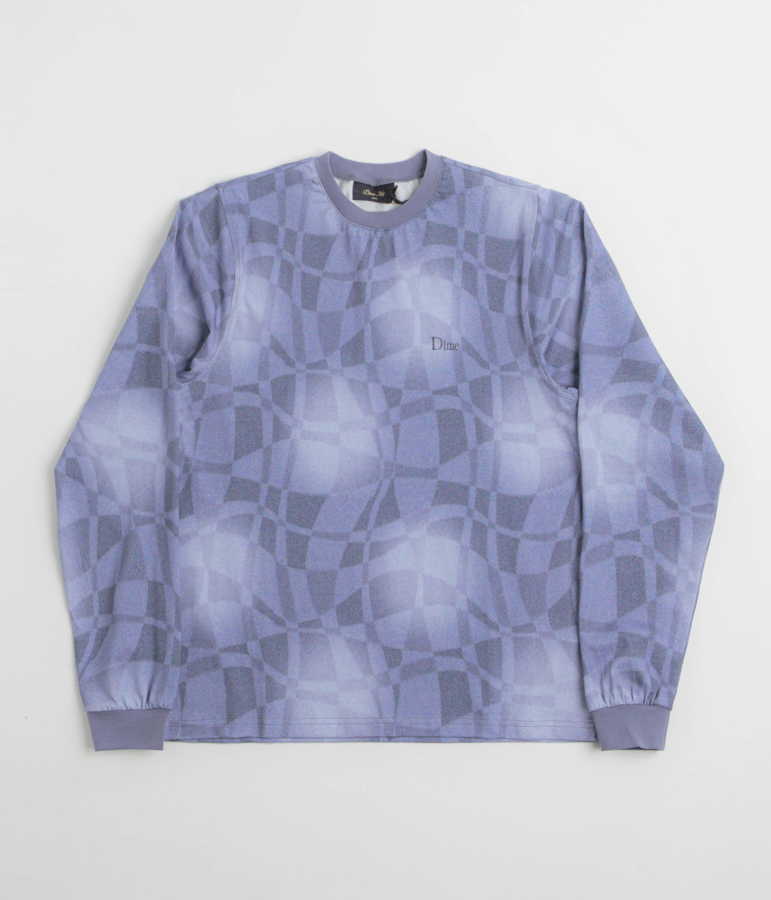 Luxurious Dime Abstract Long Sleeve T-Shirt - Static Blue