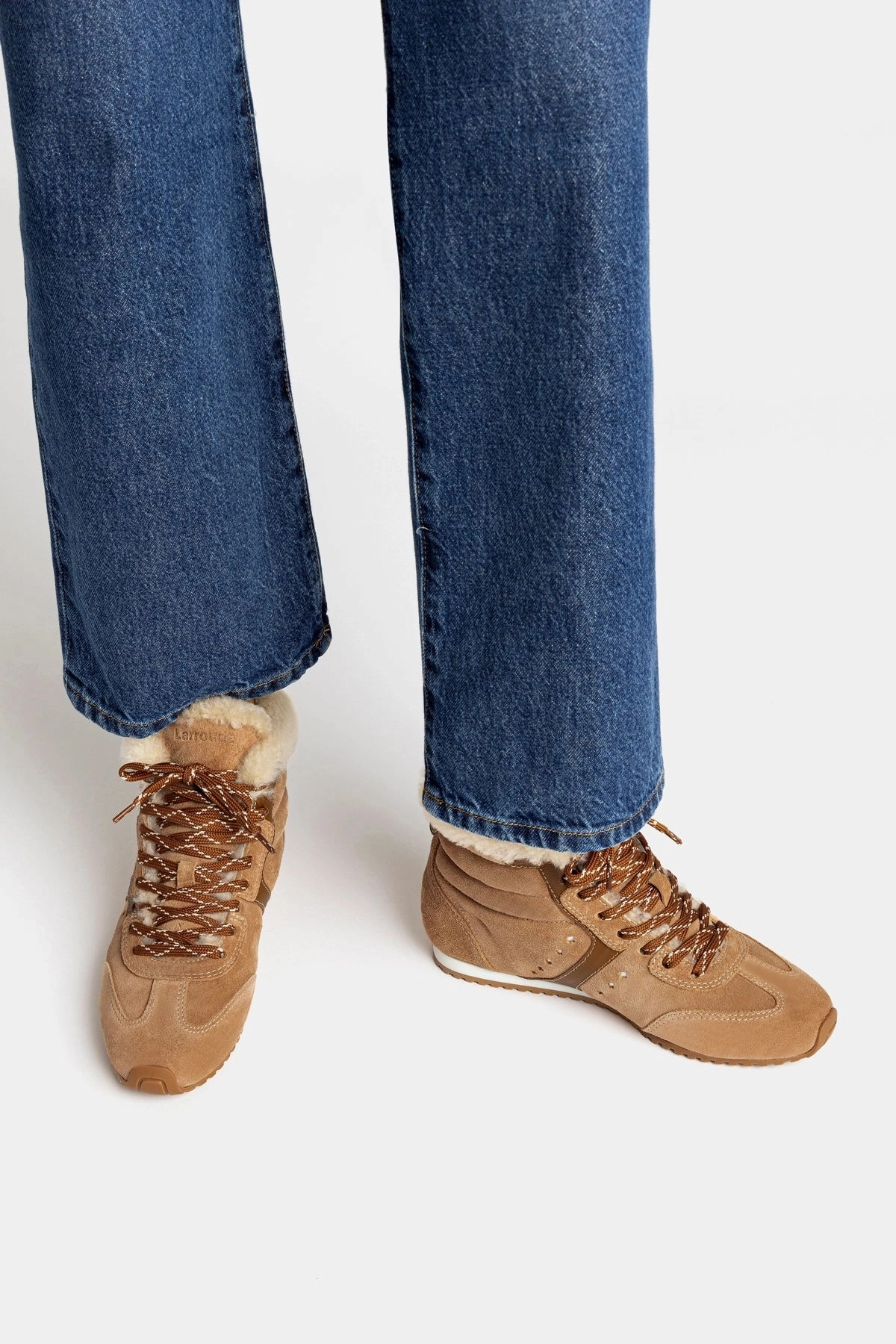Stella Mid Sneaker In Peanut Suede And Natural Shearling Slip-resistant durability Low Profile