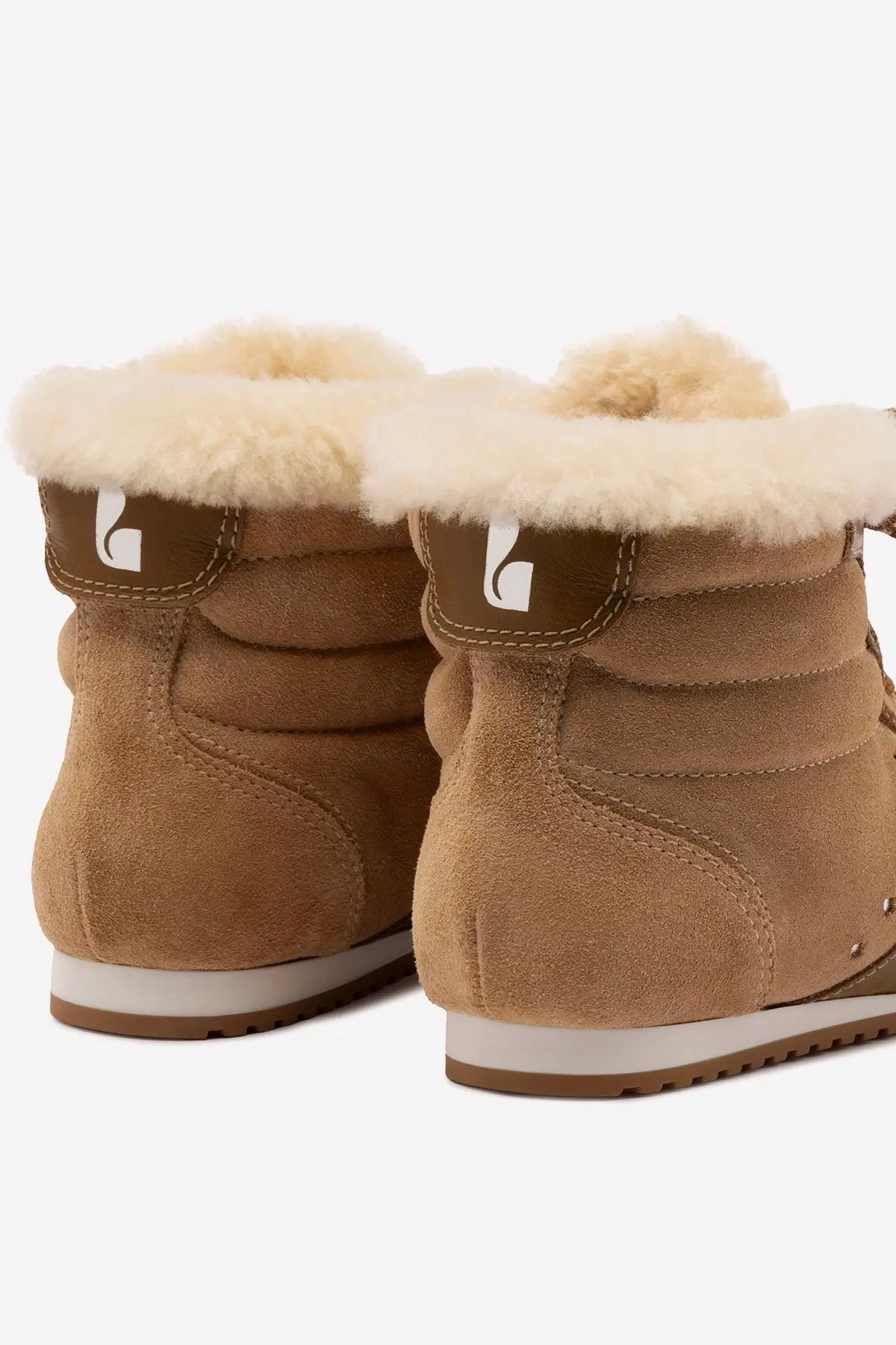 Stella Mid Sneaker In Peanut Suede And Natural Shearling Classy ease