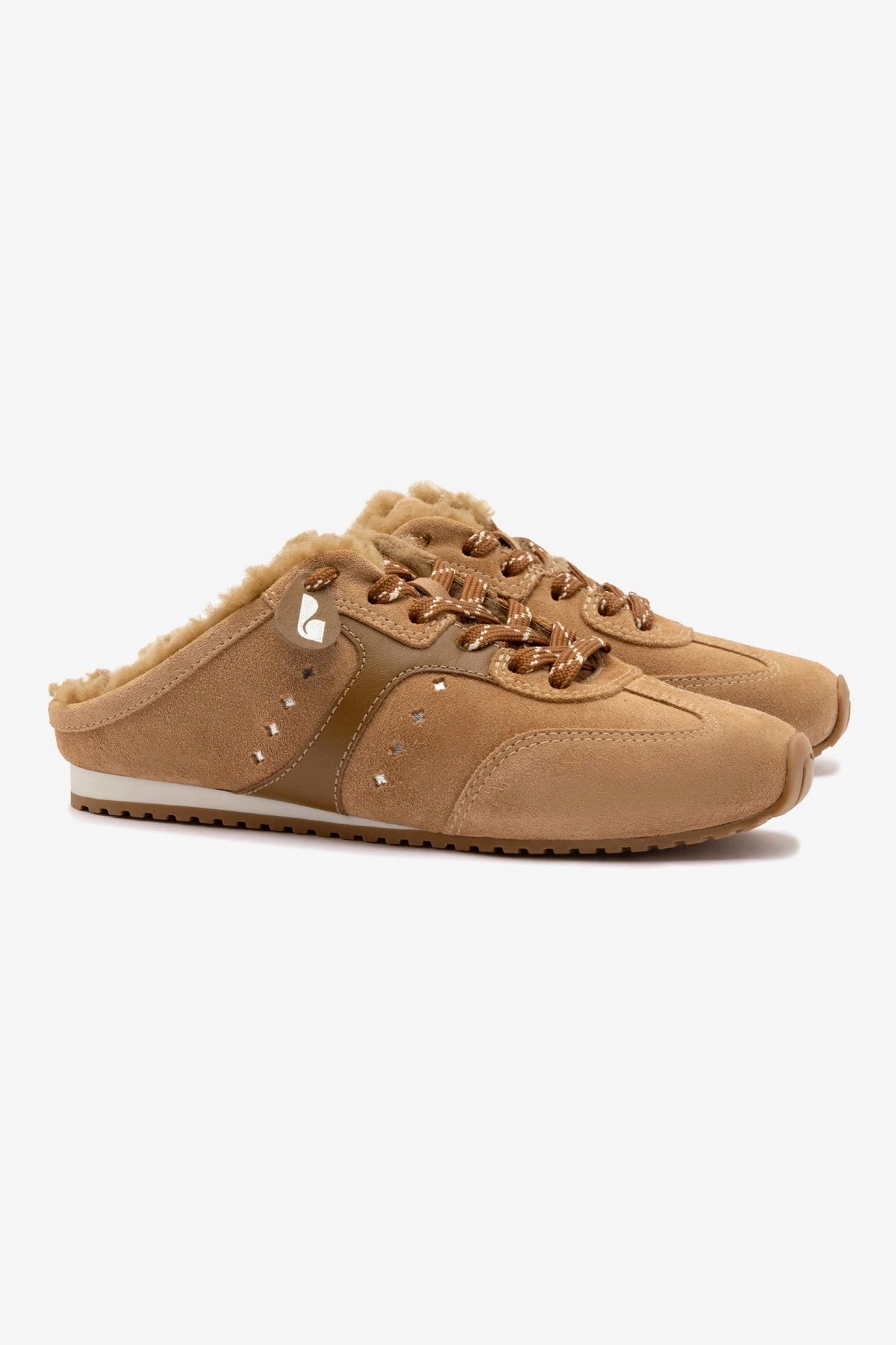 Stella Mule In Peanut Suede And Natural Shearling Fashion-forward comfort All-weather breathability