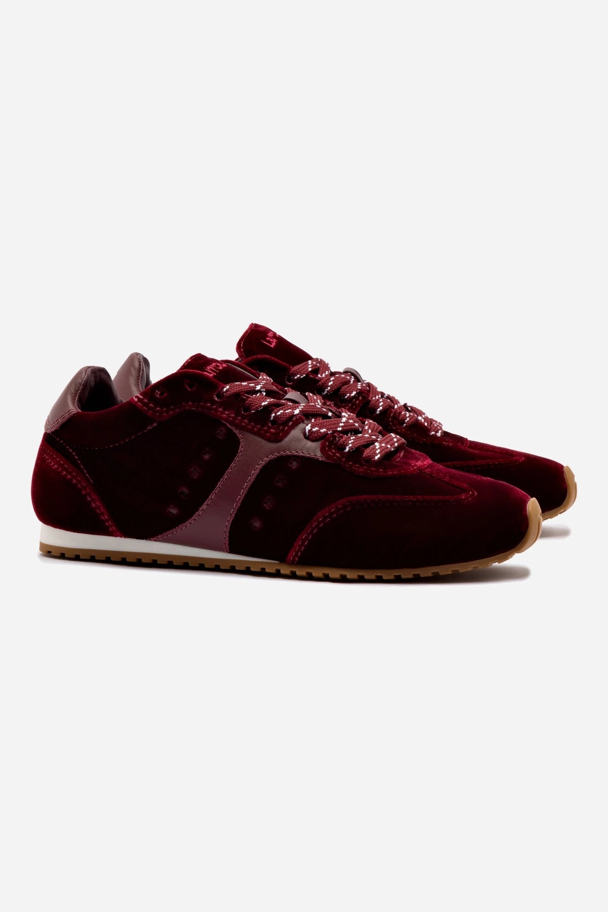 Stella Sneaker In Wine Velvet Memory Foam Ankle Support