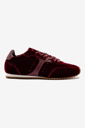 Stella Sneaker In Wine Velvet Mid Foot