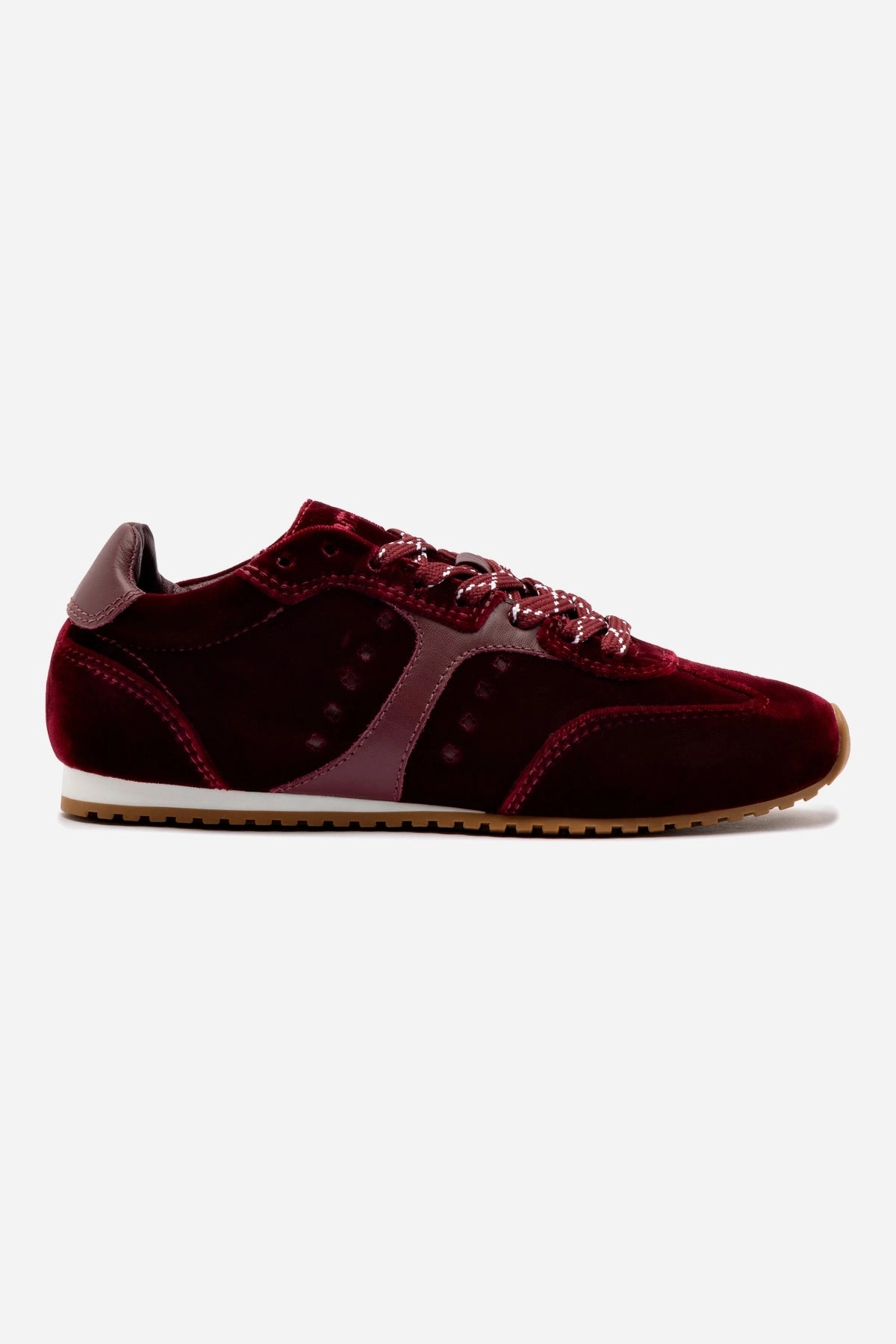 Stella Sneaker In Wine Velvet Mid Foot