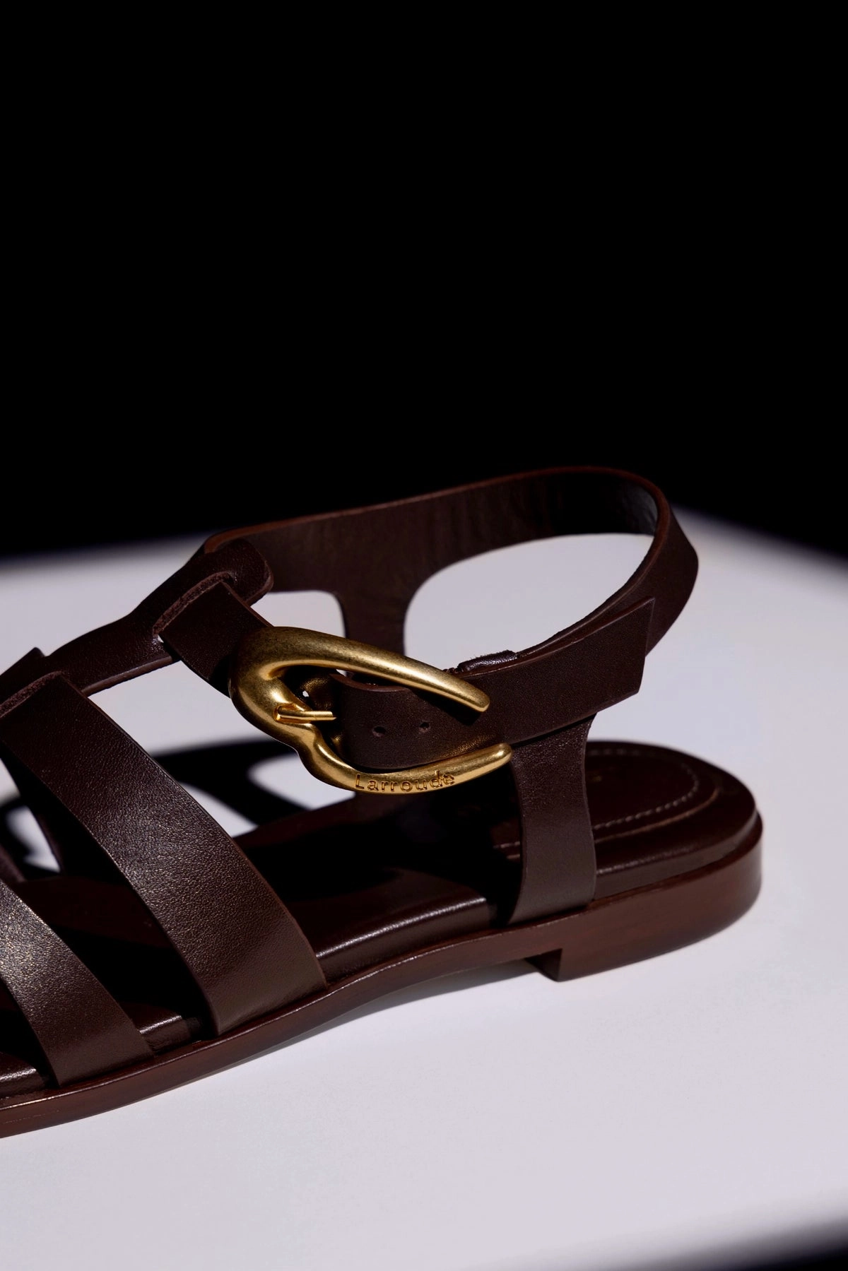 Stevie Flat Sandal In Brown Leather Cutout Trendy Footwear for Summer