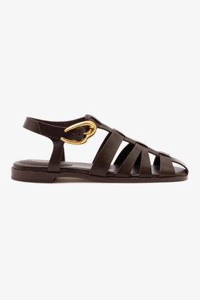Lightweight Construction Stevie Flat Sandal In Brown Leather
