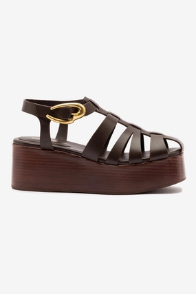 Cloud Feel Grab And Go Stevie Verona Flatform Sandal In Brown Leather
