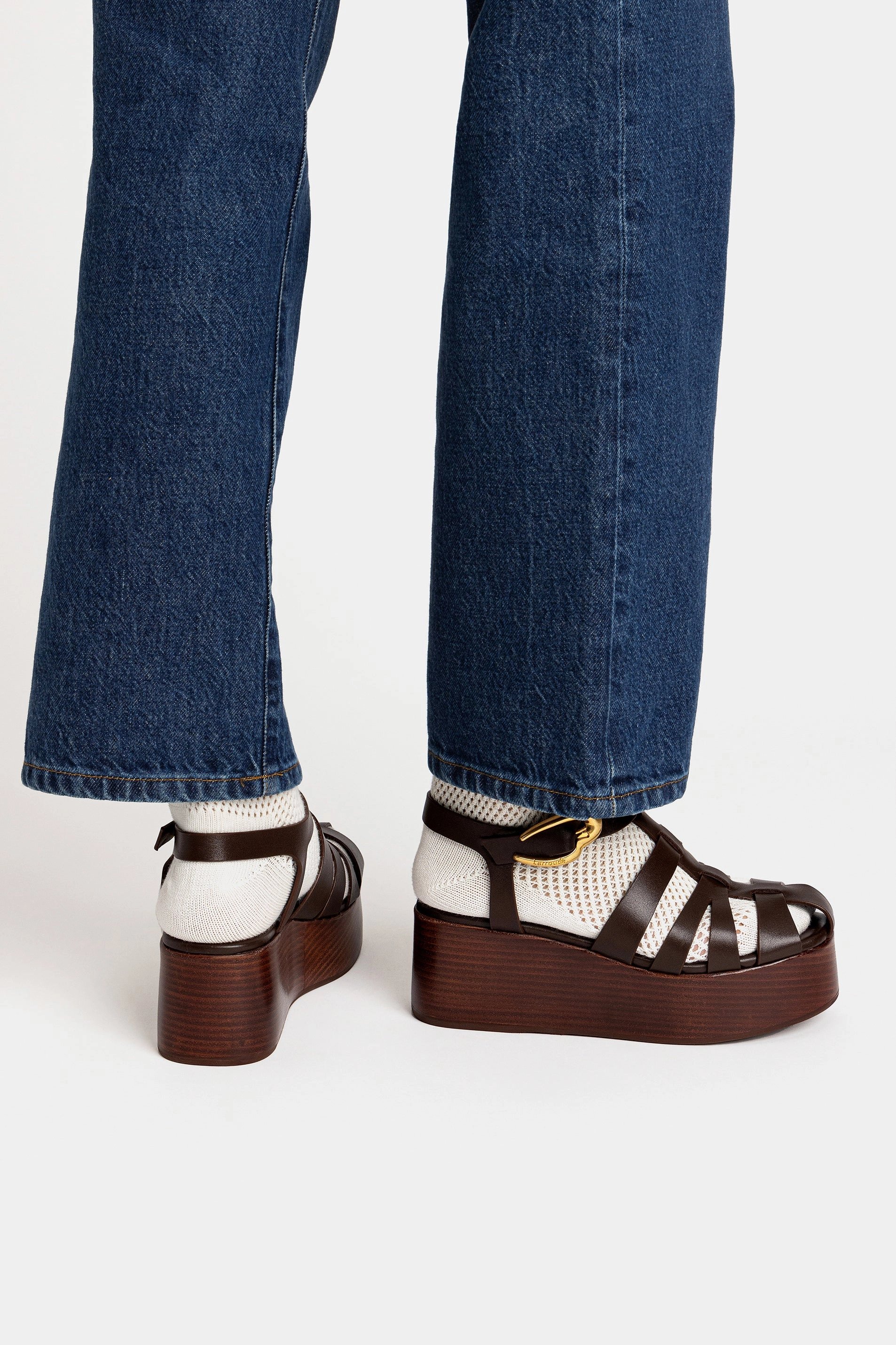 Ventilated Stevie Verona Flatform Sandal In Brown Leather